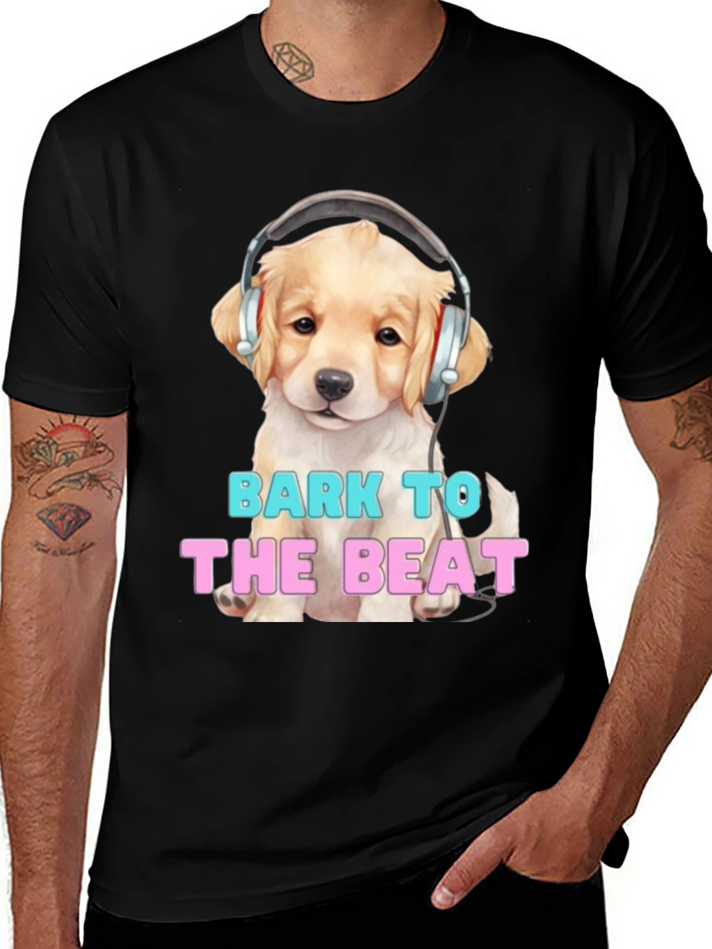 Dog with Headphones Bark to the Beat T-Shirt