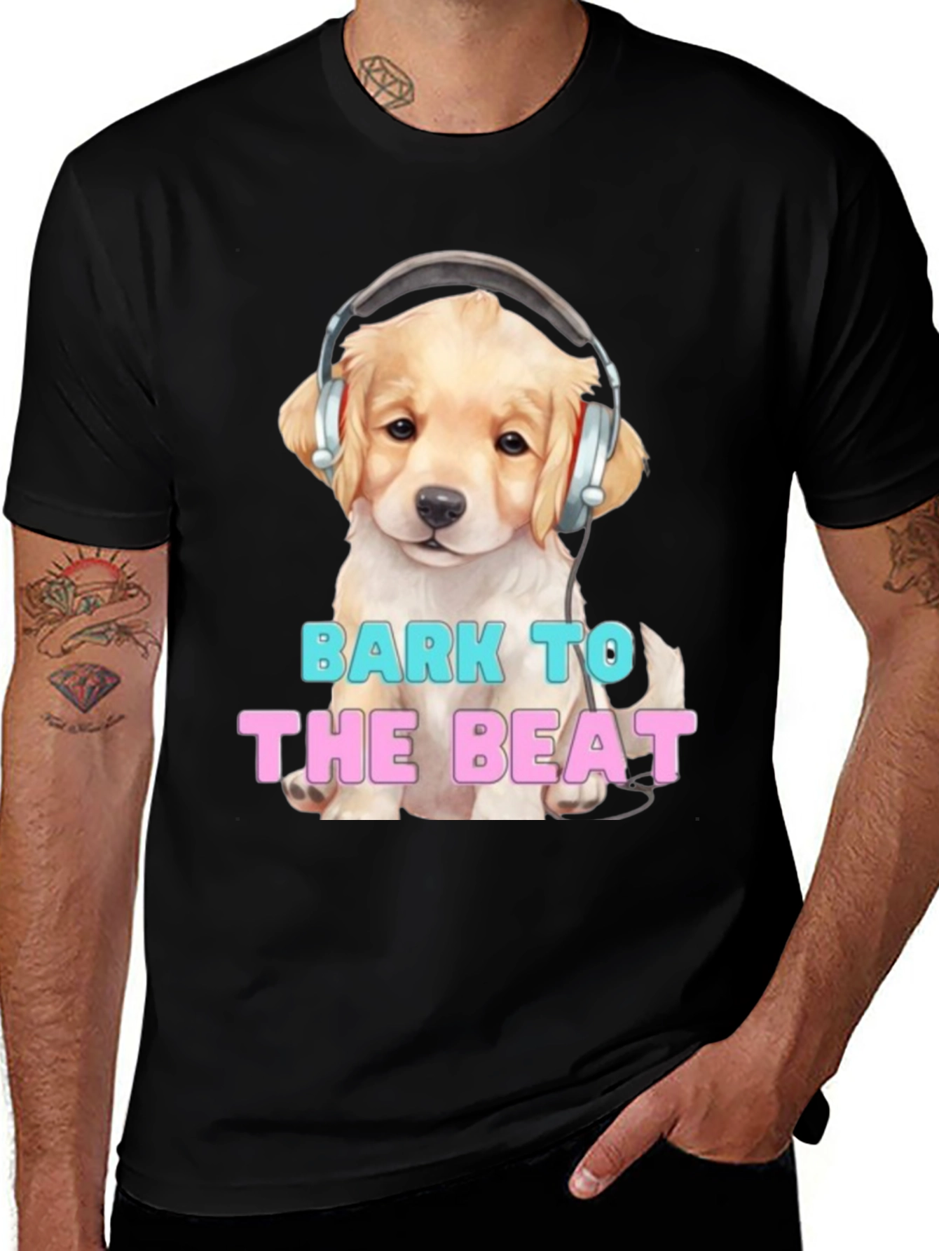 Dog with Headphones Bark to the Beat T-Shirt