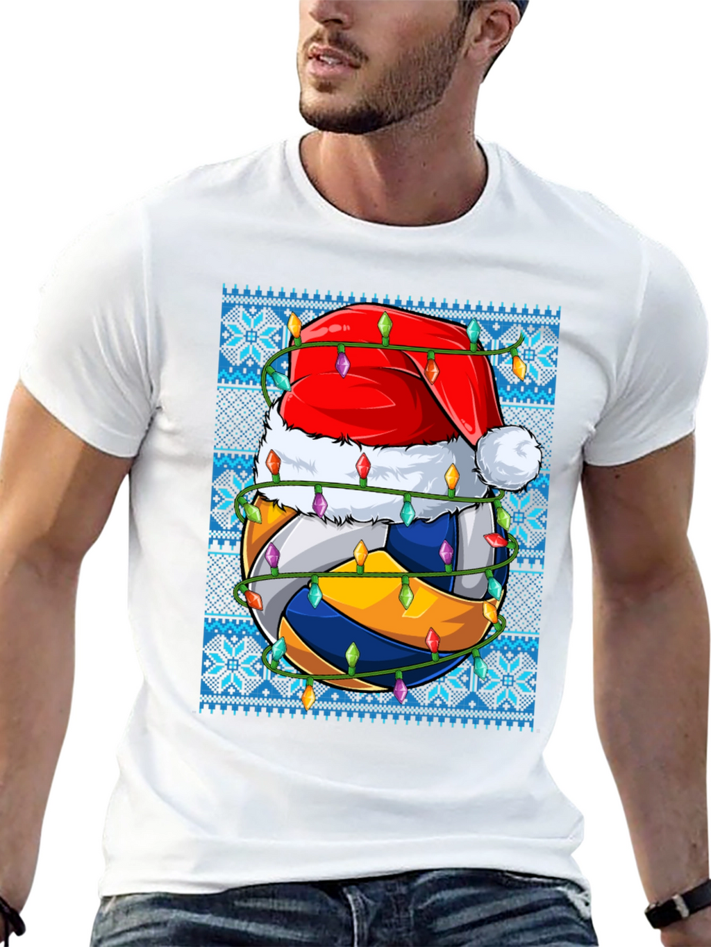 Volleyball Christmas T-Shirt Ugly Sweater Style