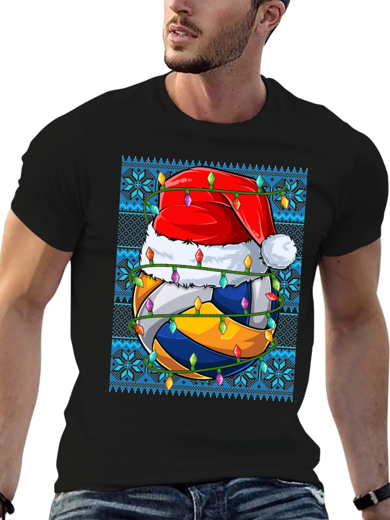 Volleyball Christmas T-Shirt Ugly Sweater Style