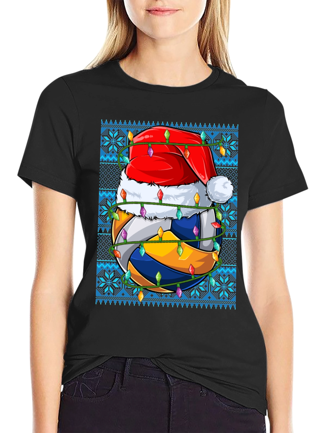 Volleyball Christmas T-Shirt Ugly Sweater Style