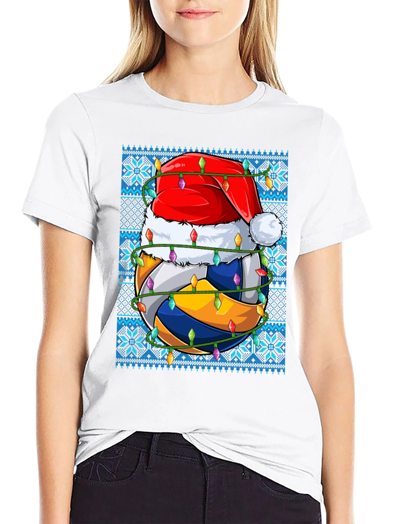 Volleyball Christmas T-Shirt Ugly Sweater Style