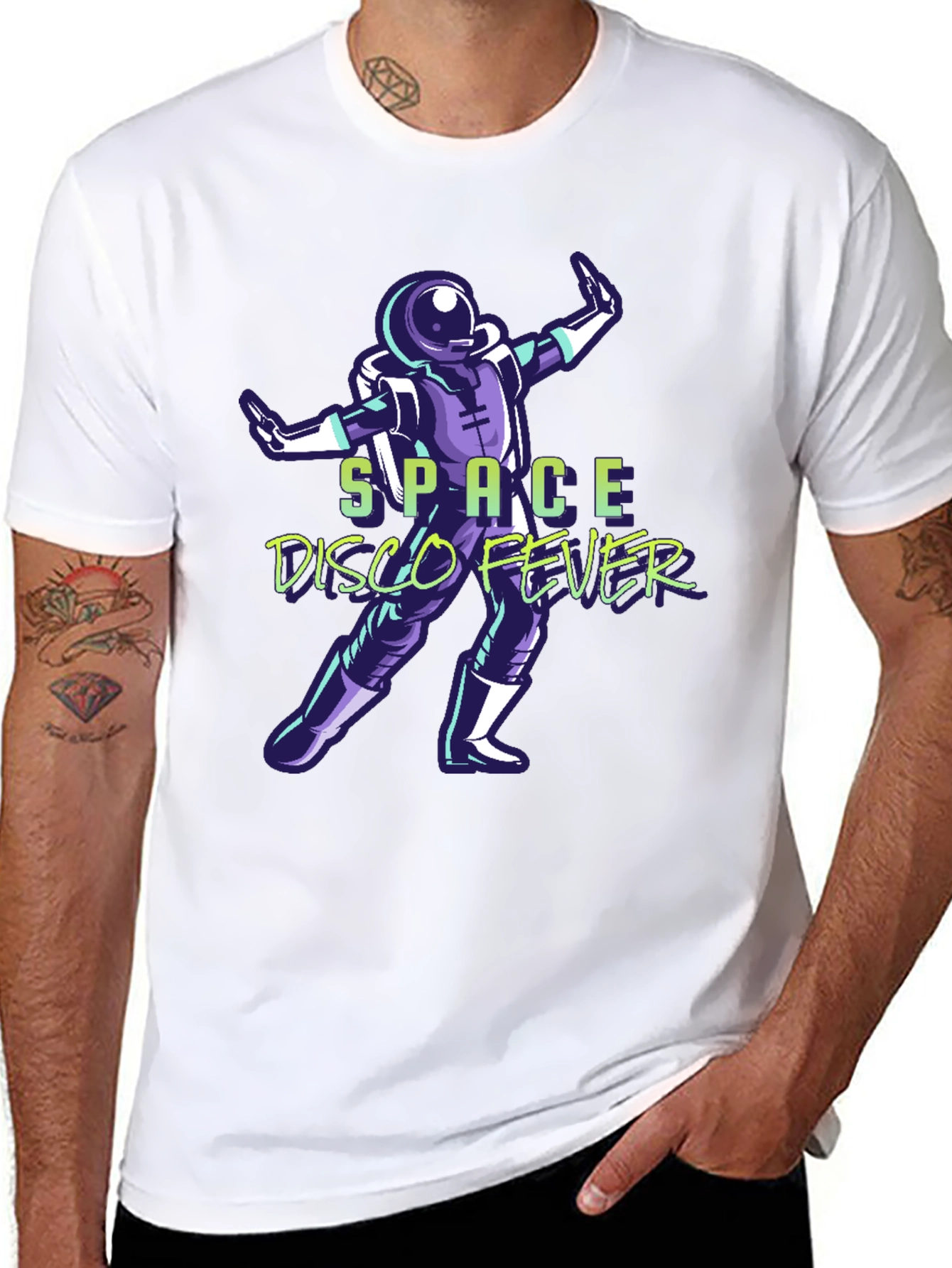 Space Disco Fever T-Shirt - Retro Astronaut Design