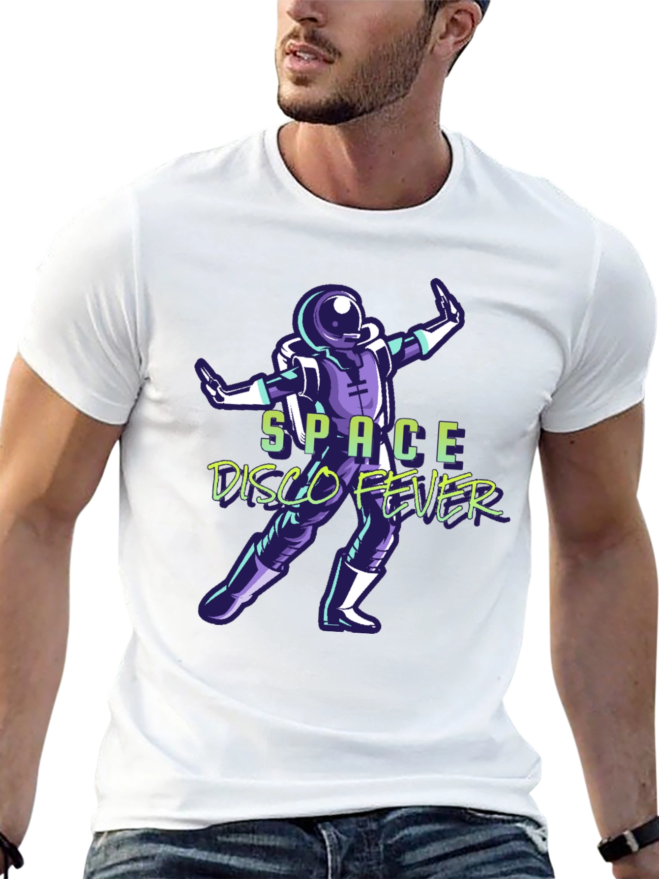Space Disco Fever T-Shirt - Retro Astronaut Design