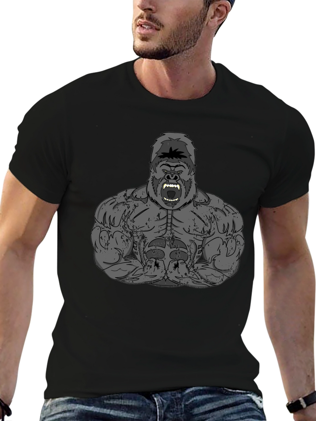 Gorilla Gym T-Shirt - Black Graphic Tee