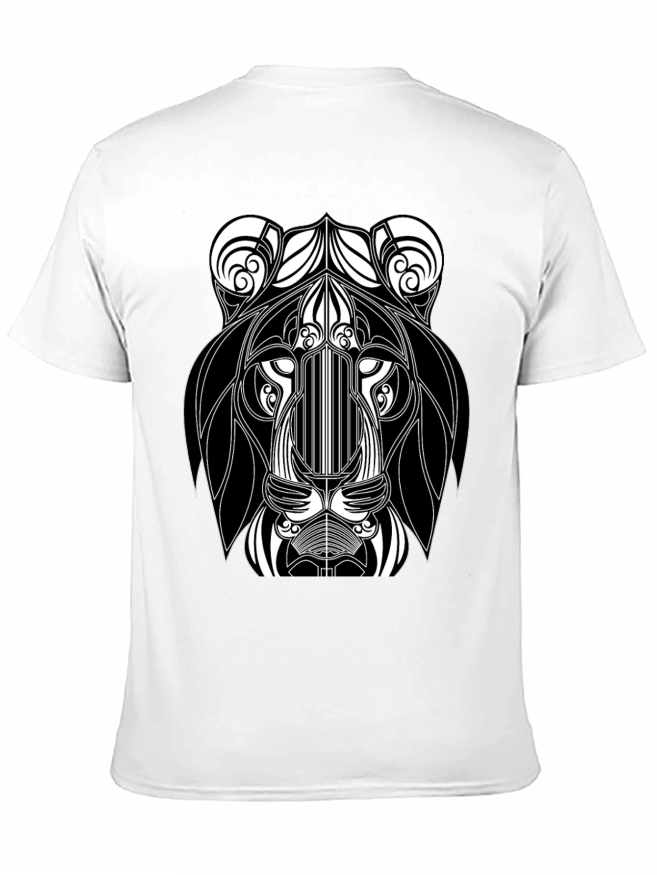 Abstract Lion Head Black Graphic T-Shirt