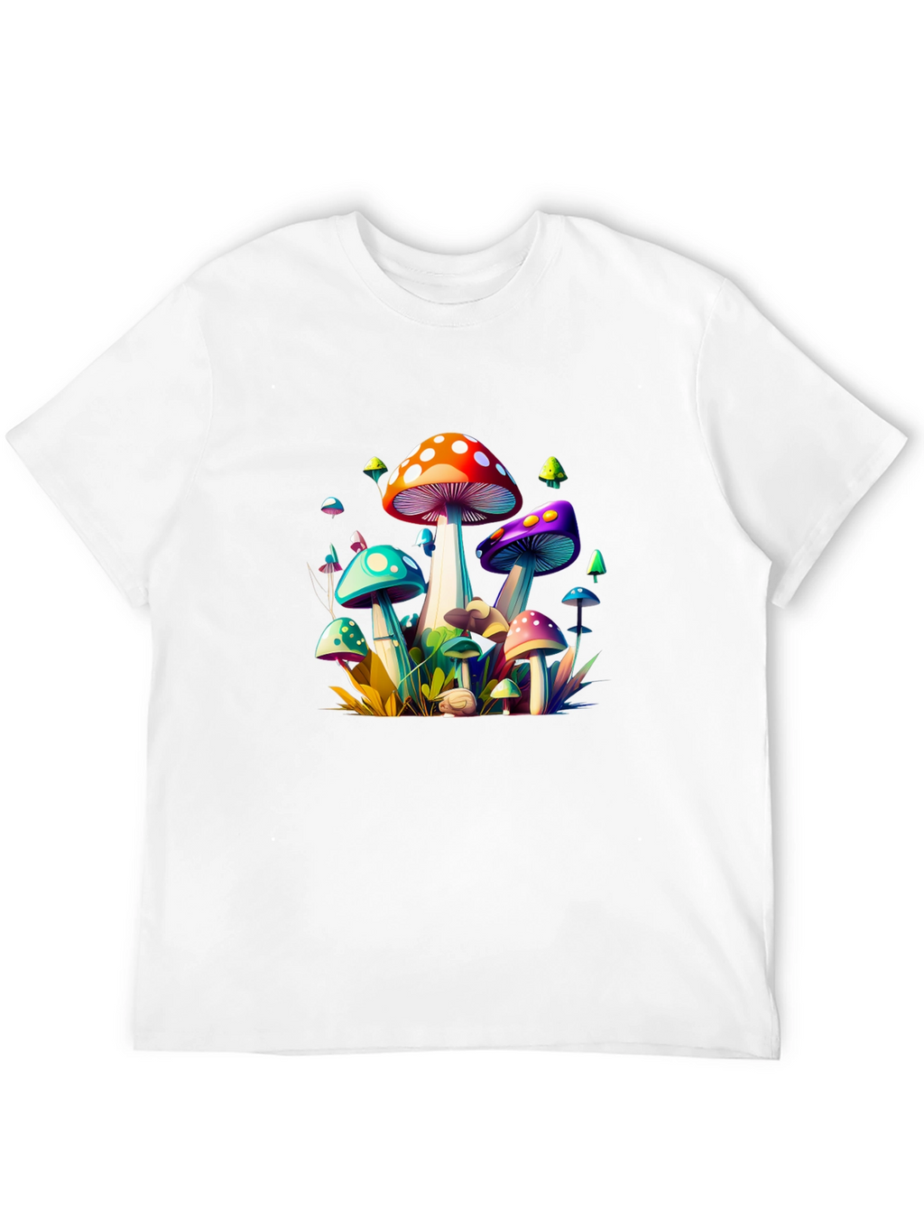 Vibrant Mushroom Graphic Tee - Unisex Black T-Shirt