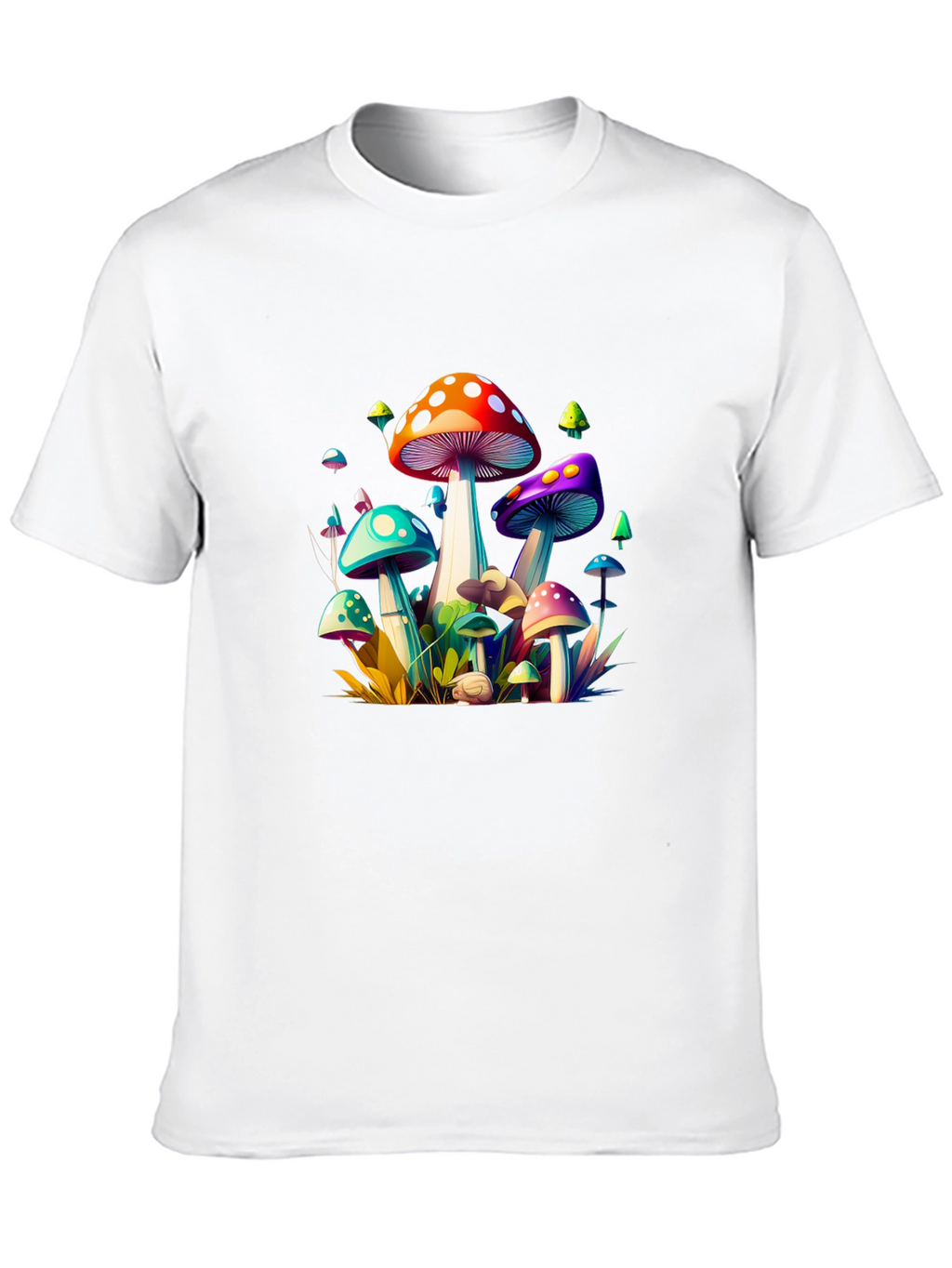 Vibrant Mushroom Graphic Tee - Unisex Black T-Shirt