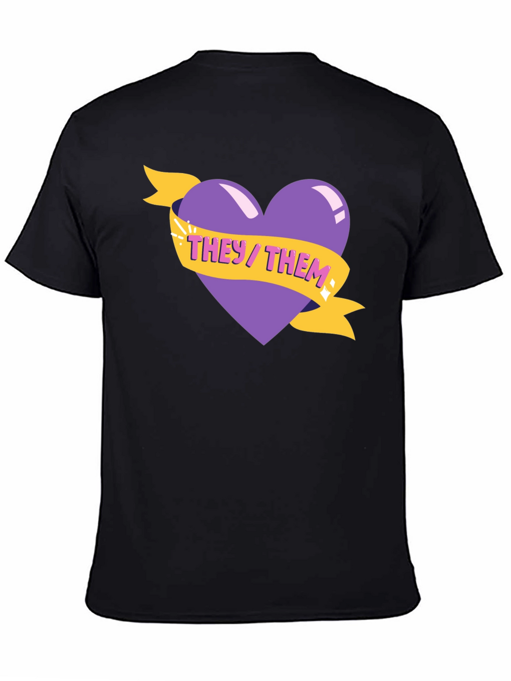 They/Them Pronoun Heart Graphic Tee - Black