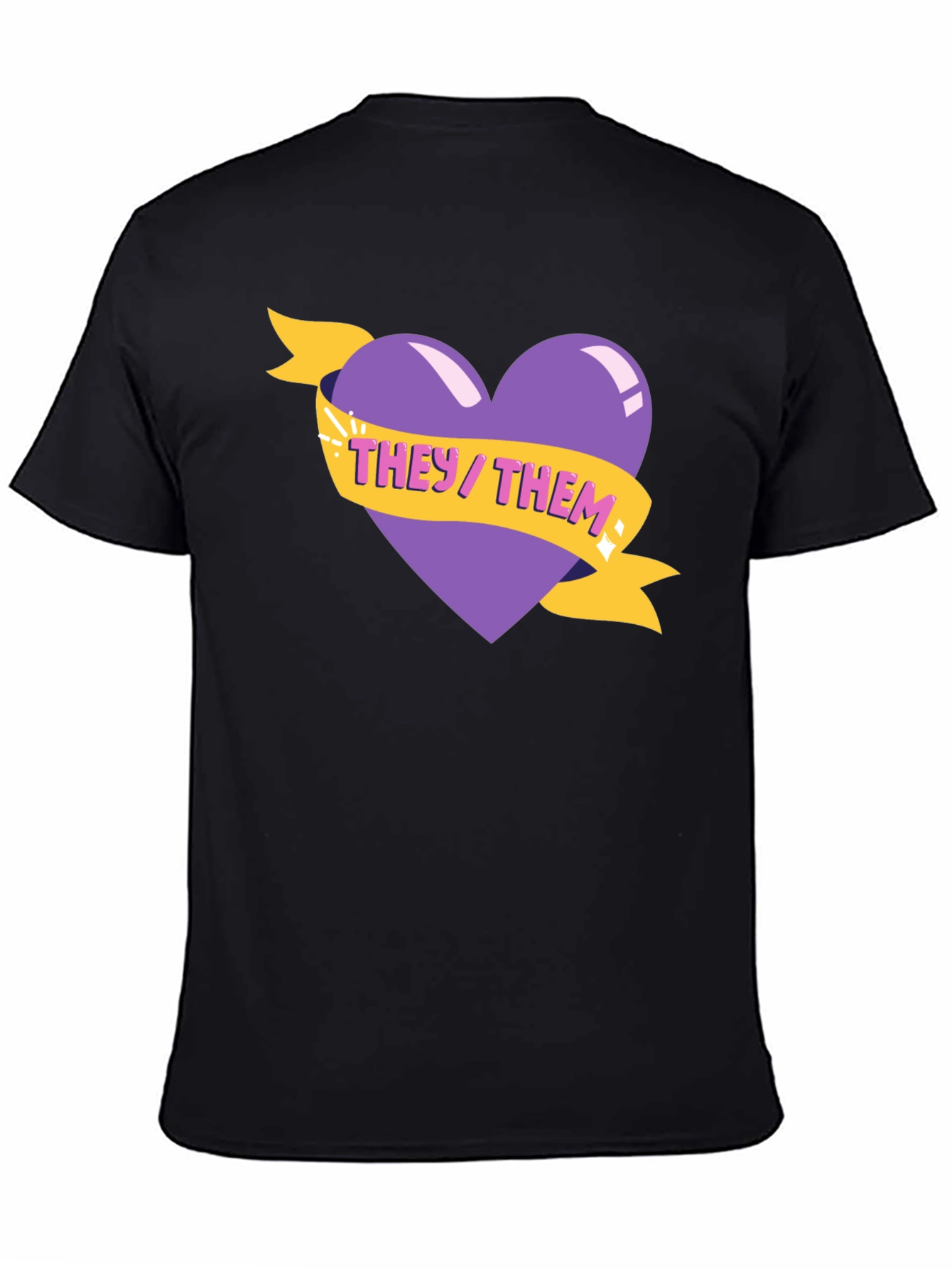 They/Them Pronoun Heart Graphic Tee - Black
