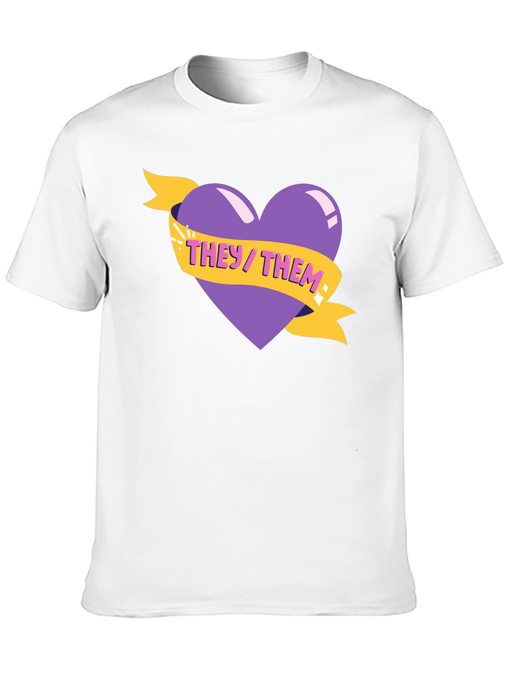 They/Them Pronoun Heart Graphic Tee - Black