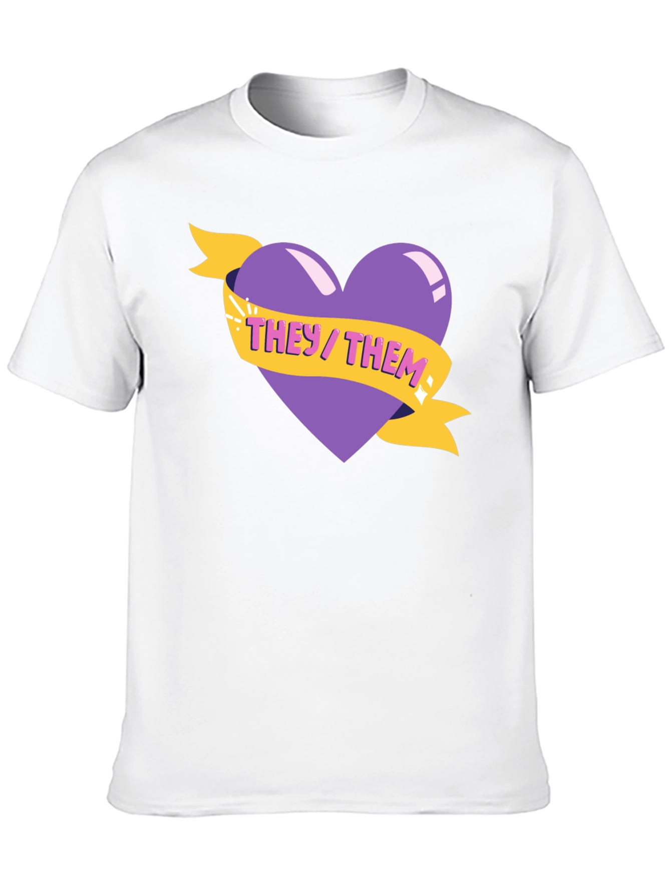 They/Them Pronoun Heart Graphic Tee - Black