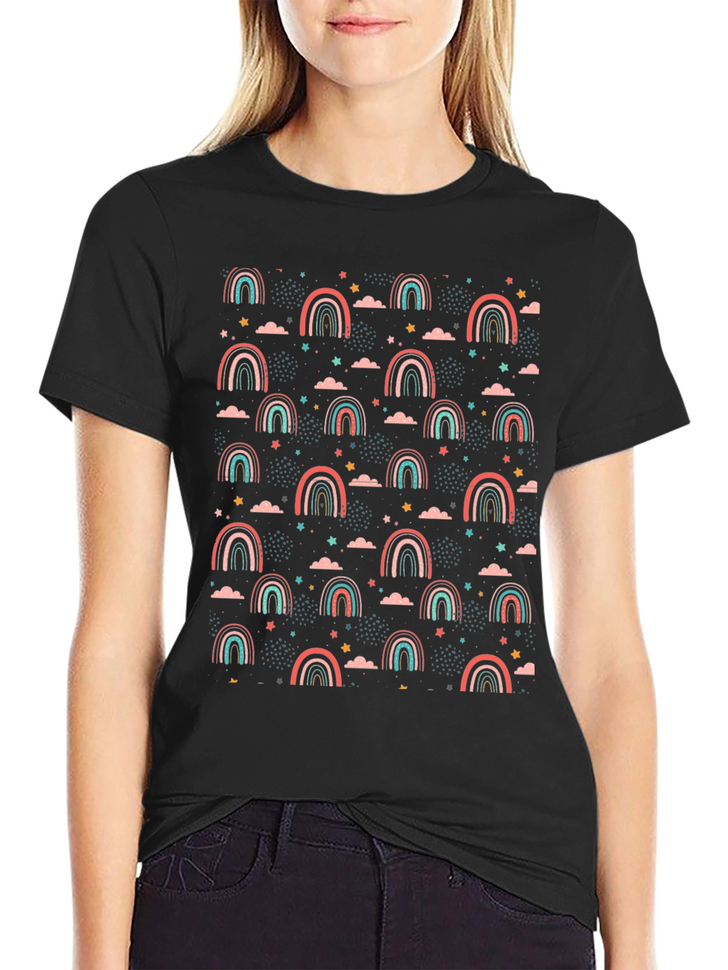 Rainbow Stars Graphic T-Shirt