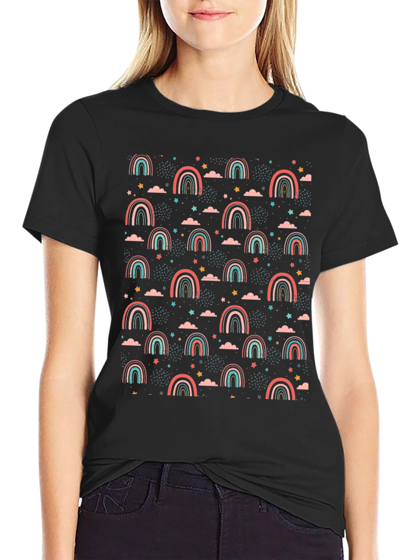 Rainbow Stars Graphic T-Shirt