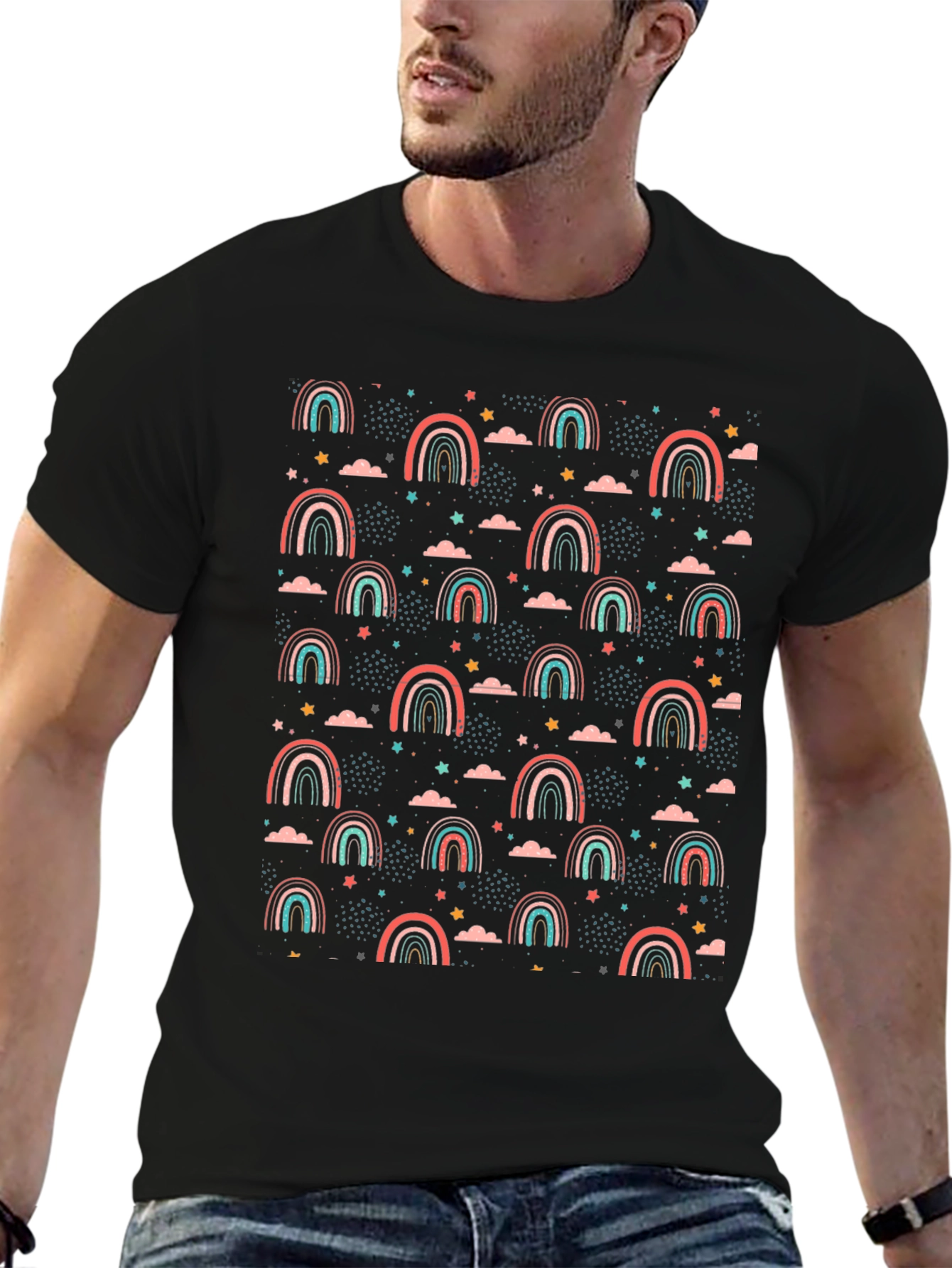 Rainbow Stars Graphic T-Shirt