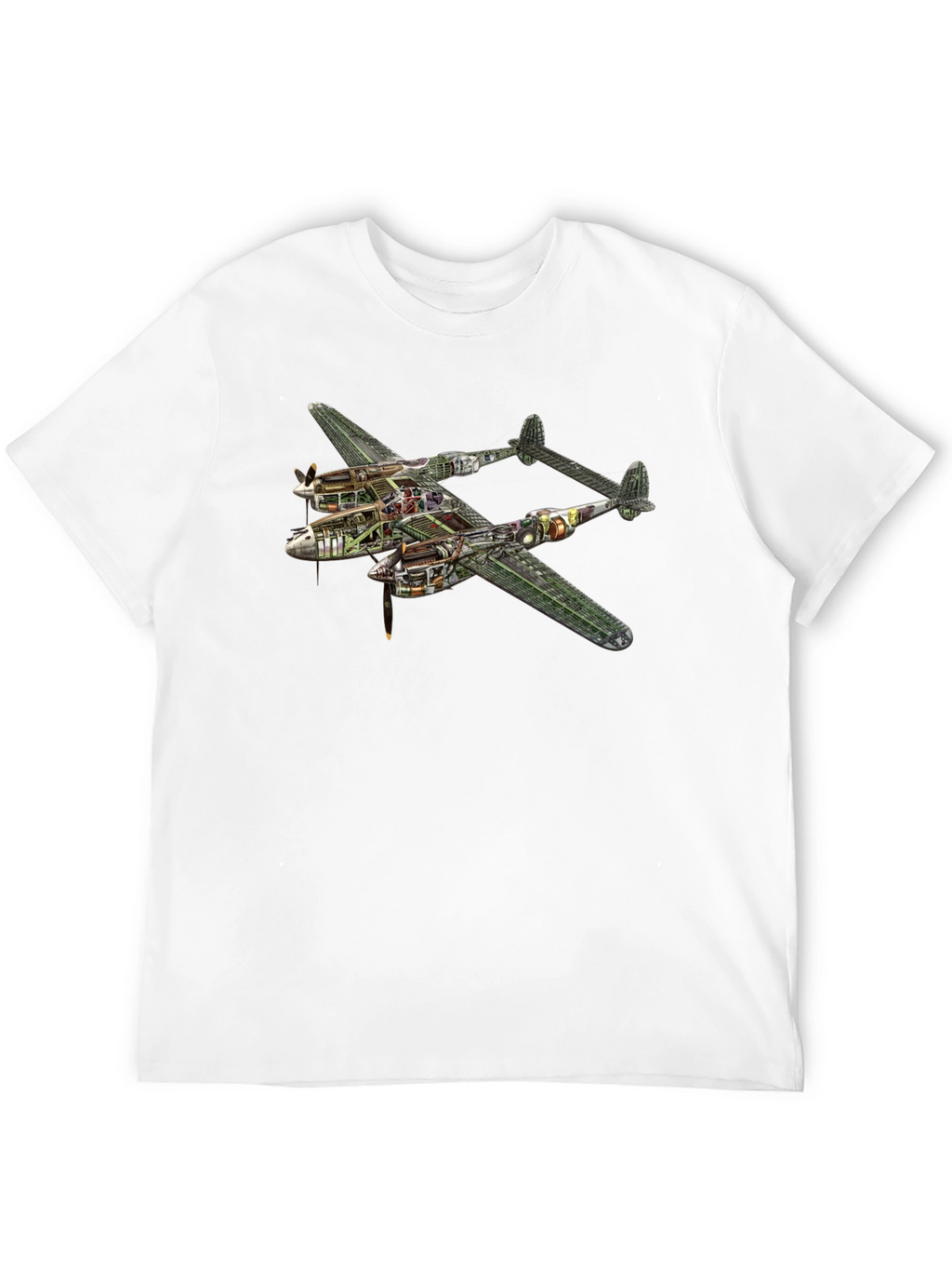 Unique P-38 Lightning Cutaway Graphic Tee