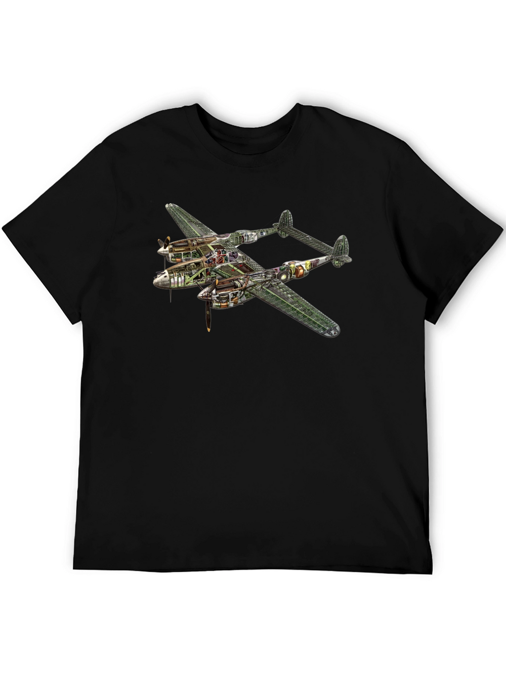 Unique P-38 Lightning Cutaway Graphic Tee