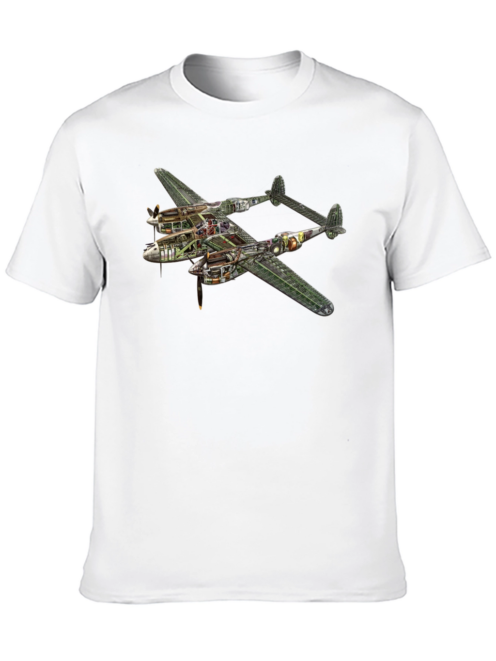 Unique P-38 Lightning Cutaway Graphic Tee