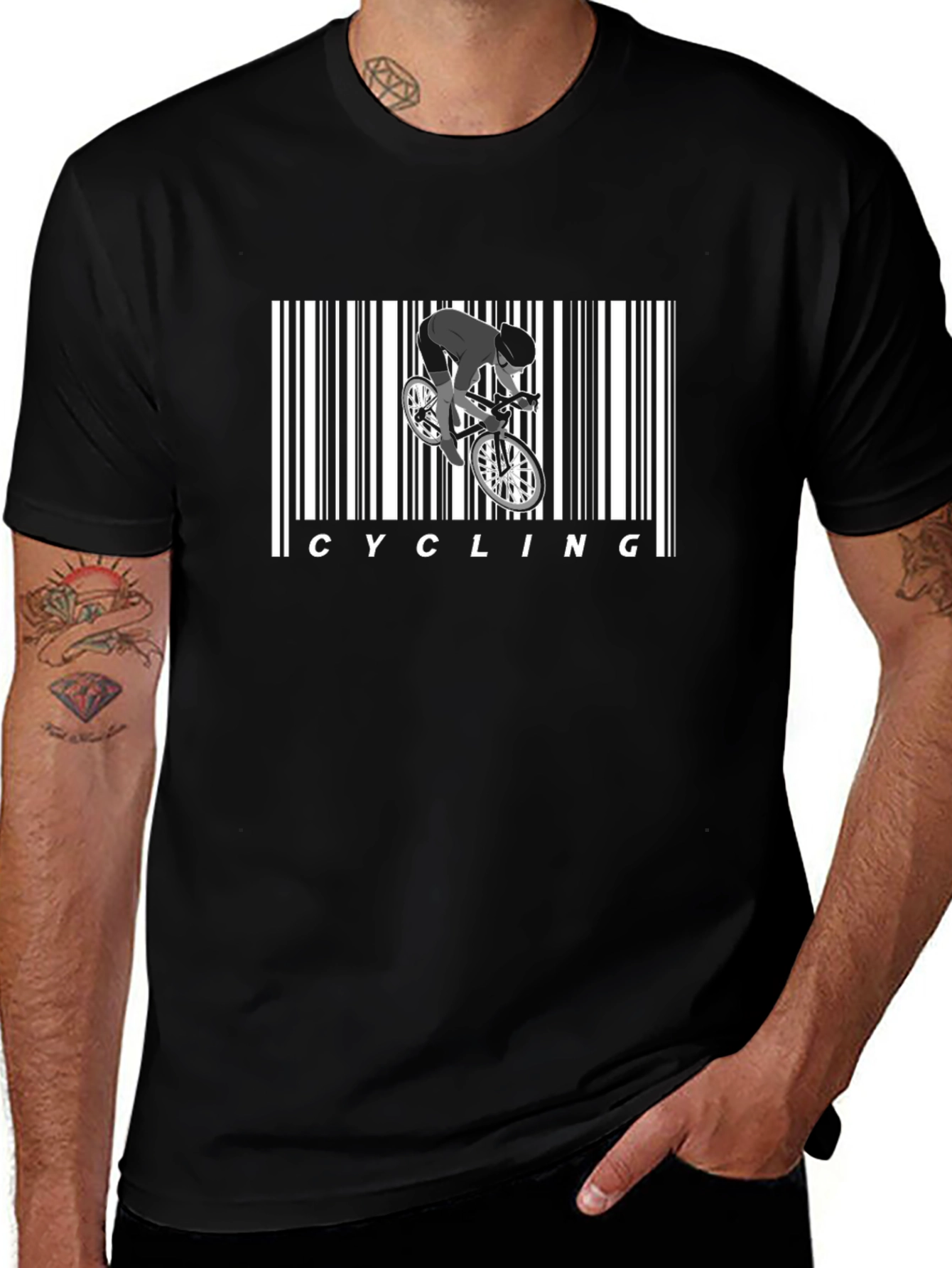 Cycling Barcode Graphic Tee
