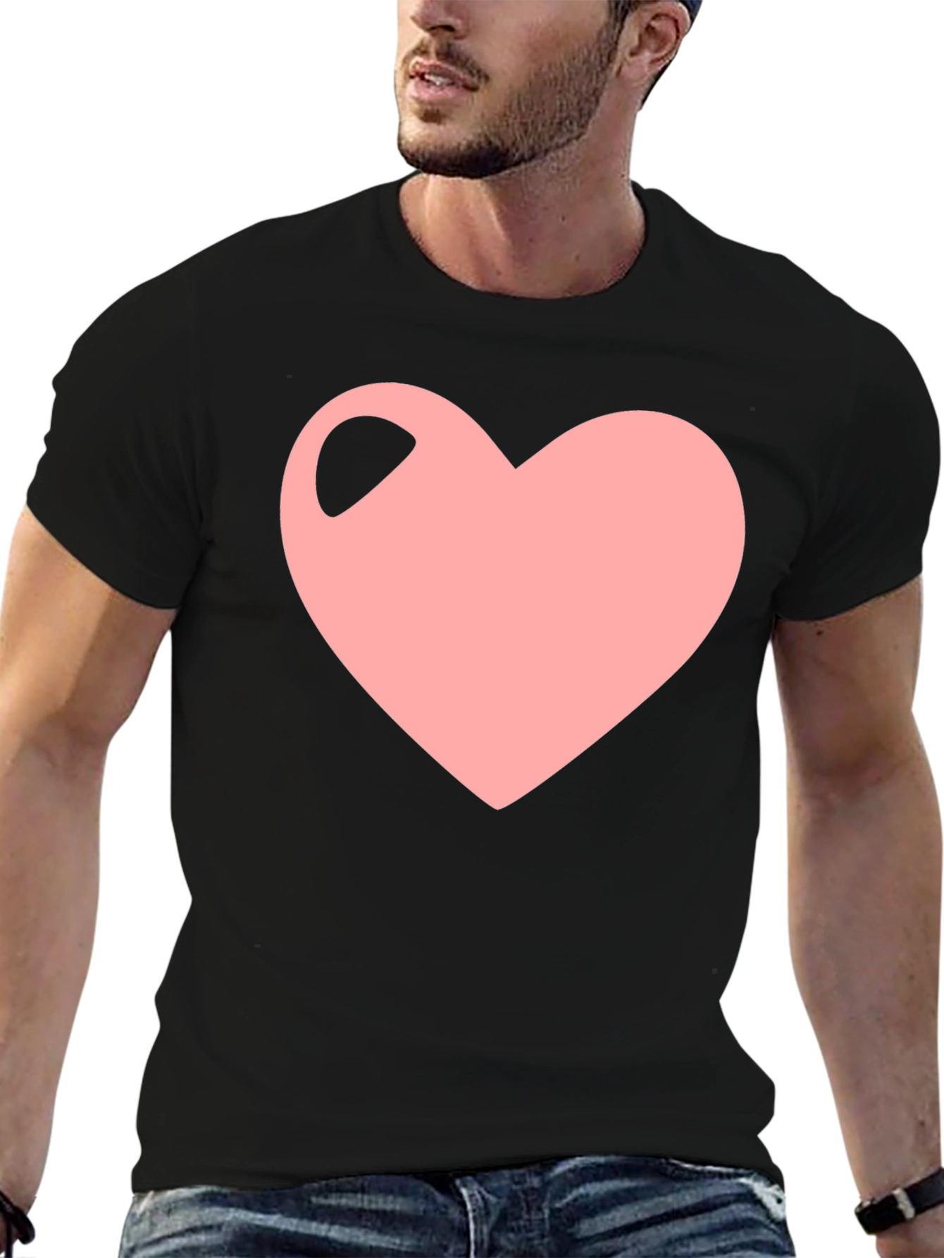 Heart Graphic Black T-Shirt - Trendy Casual Wear