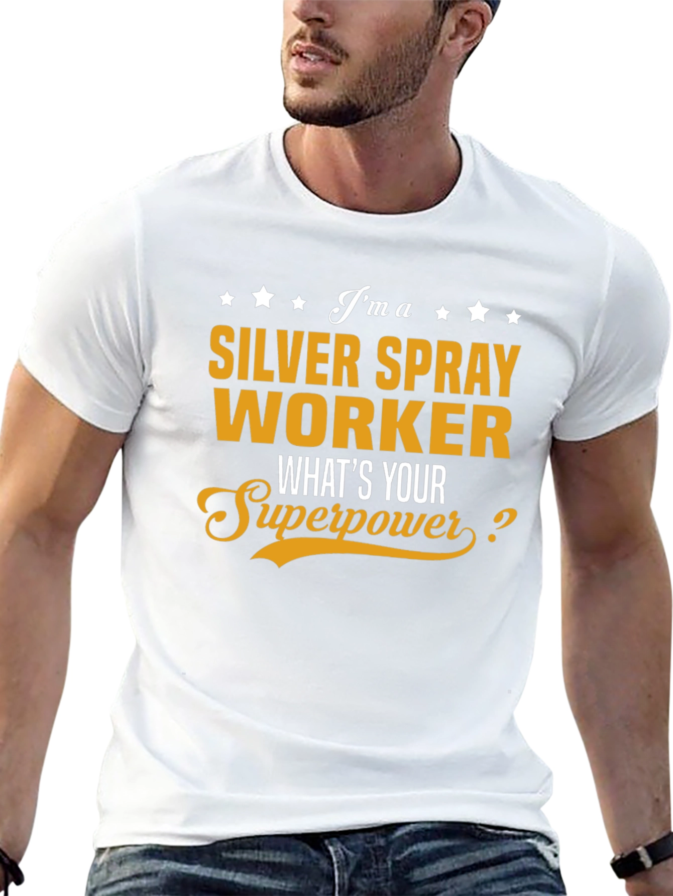 Silver Spray Worker T-Shirt - Whats Your Superpower?