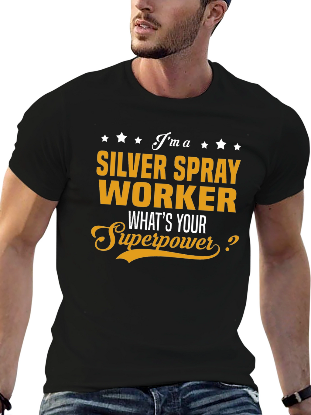 Silver Spray Worker T-Shirt - Whats Your Superpower?