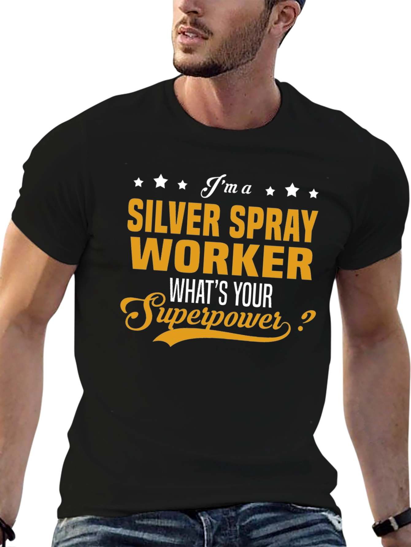 Silver Spray Worker T-Shirt - Whats Your Superpower?