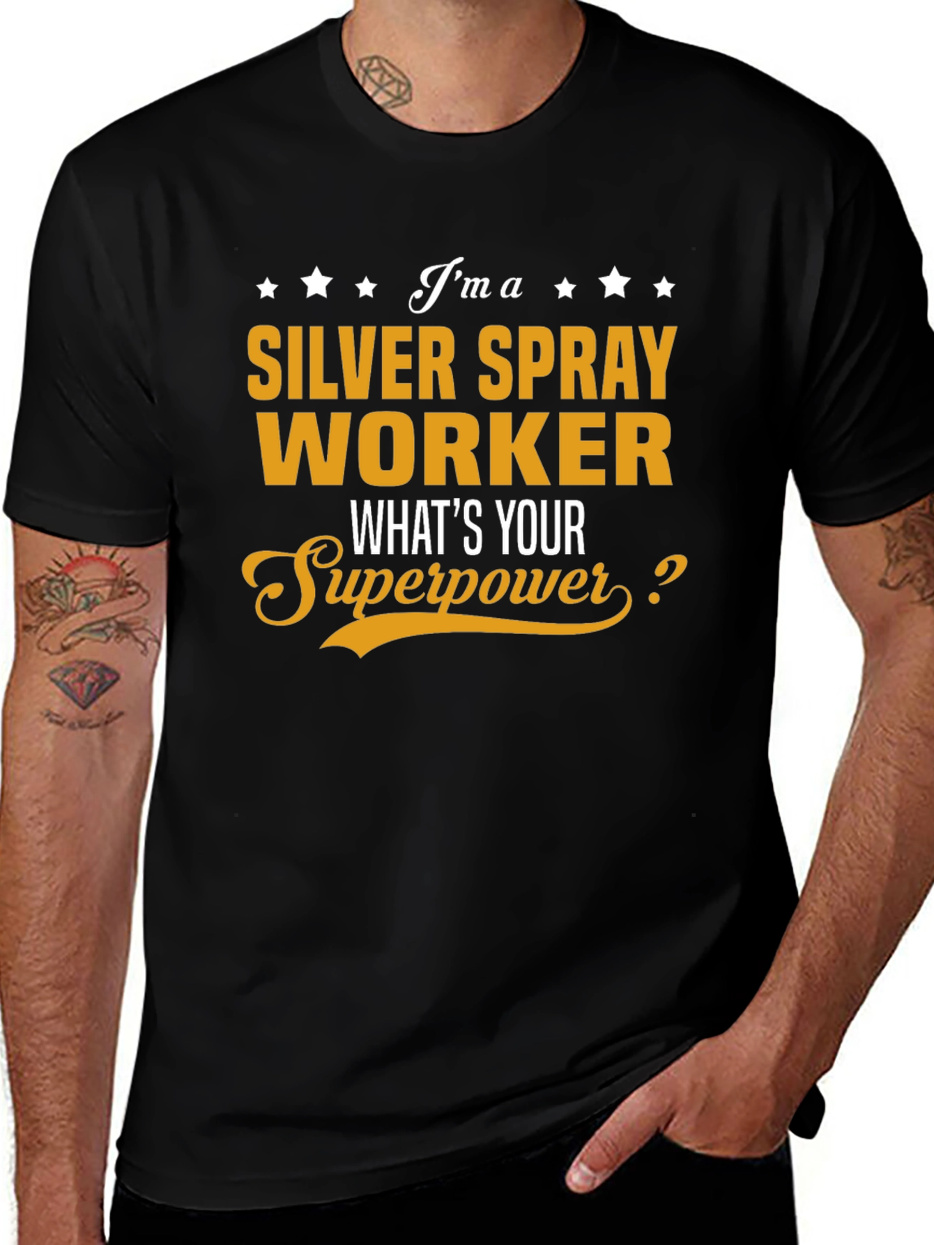 Silver Spray Worker T-Shirt - Whats Your Superpower?
