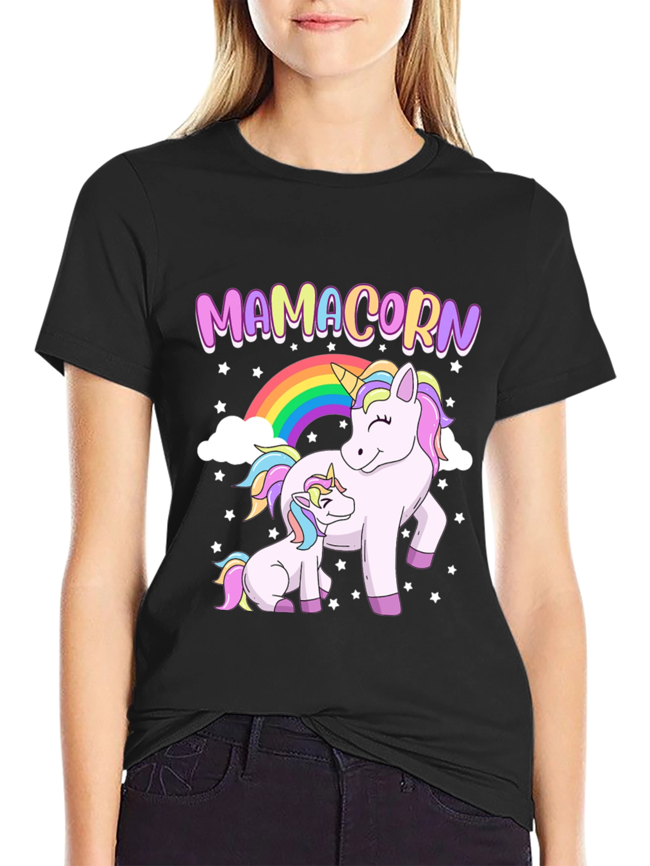 Mamacorn Unicorn Graphic Tee - Black