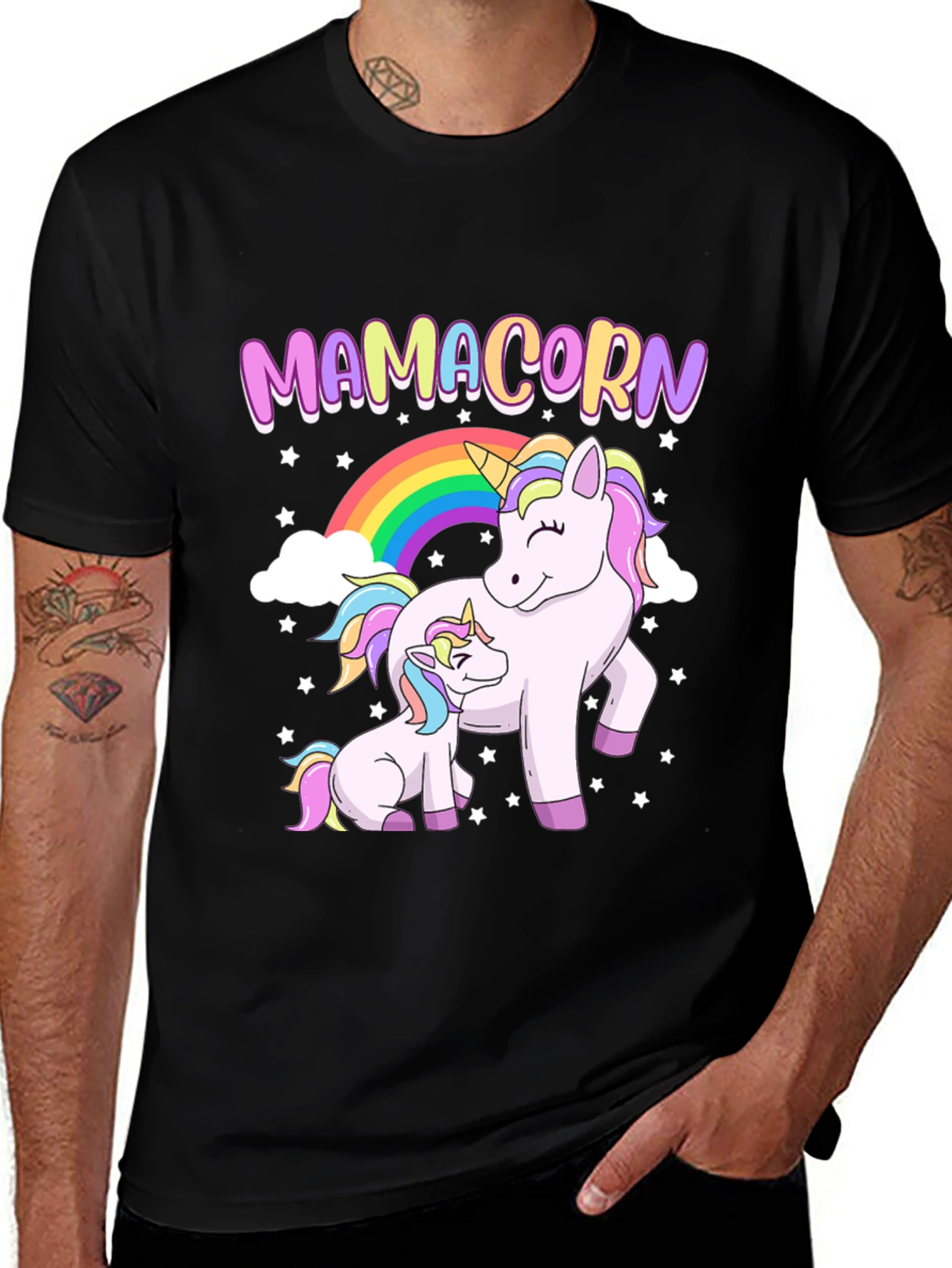 Mamacorn Unicorn Graphic Tee - Black