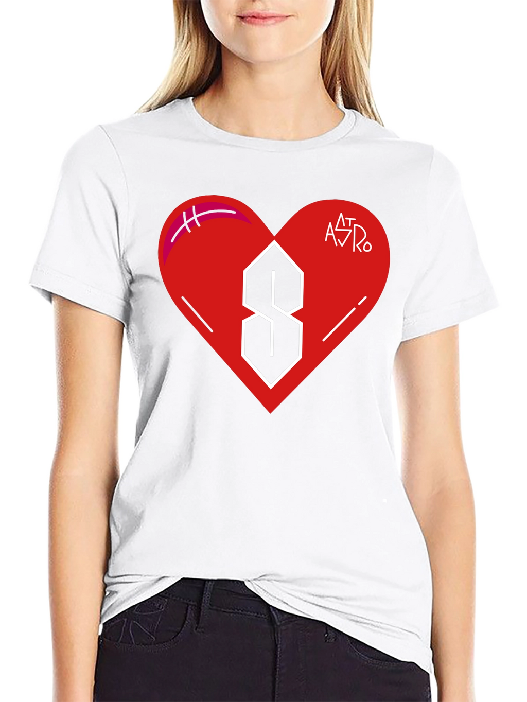 Mens Black T-Shirt with Heart and Letter Graphic