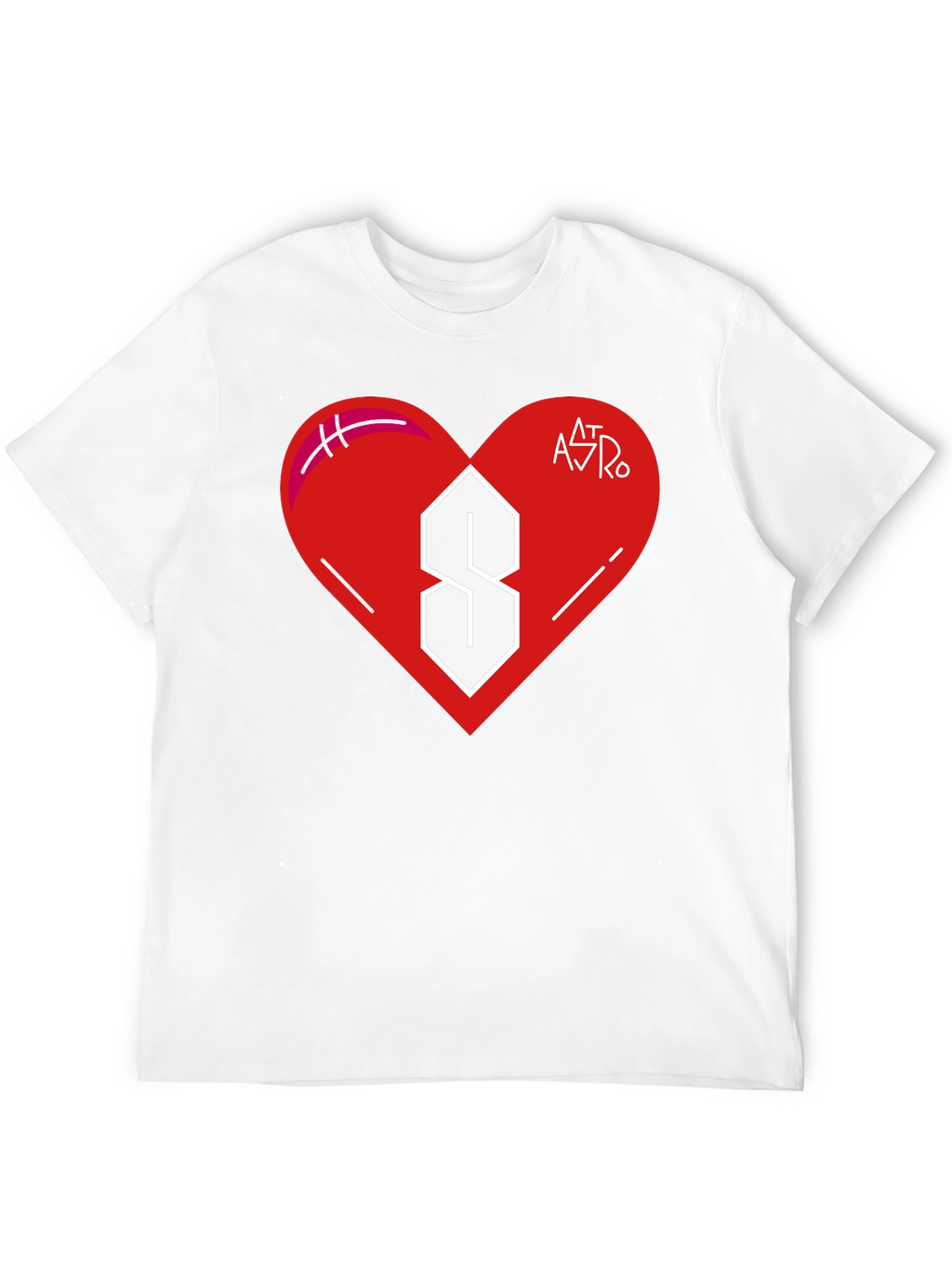 Mens Black T-Shirt with Heart and Letter Graphic