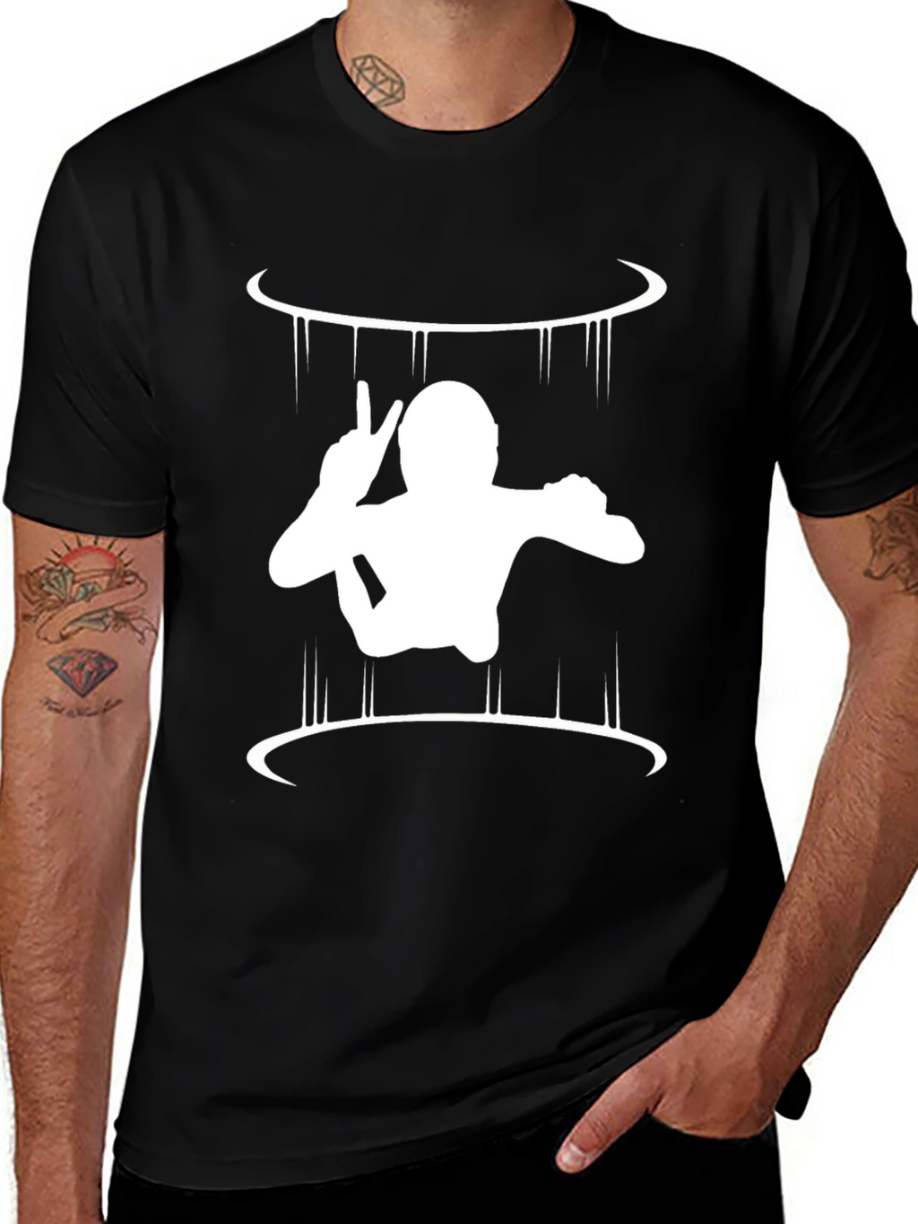 Skydiver Graphic Tee - Black Cotton Comfort