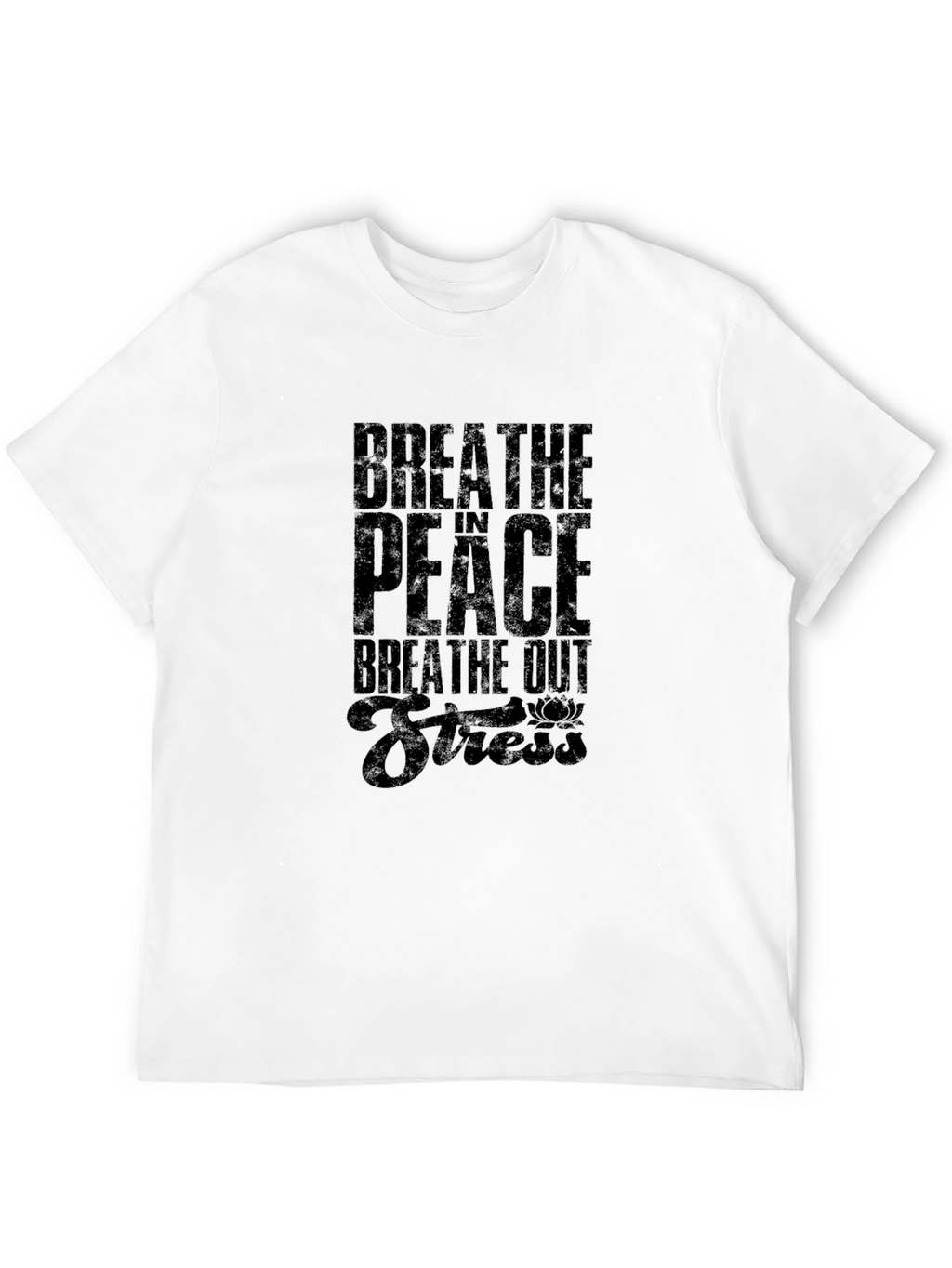 Breathe In Peace Out Stress Black Graphic Tee