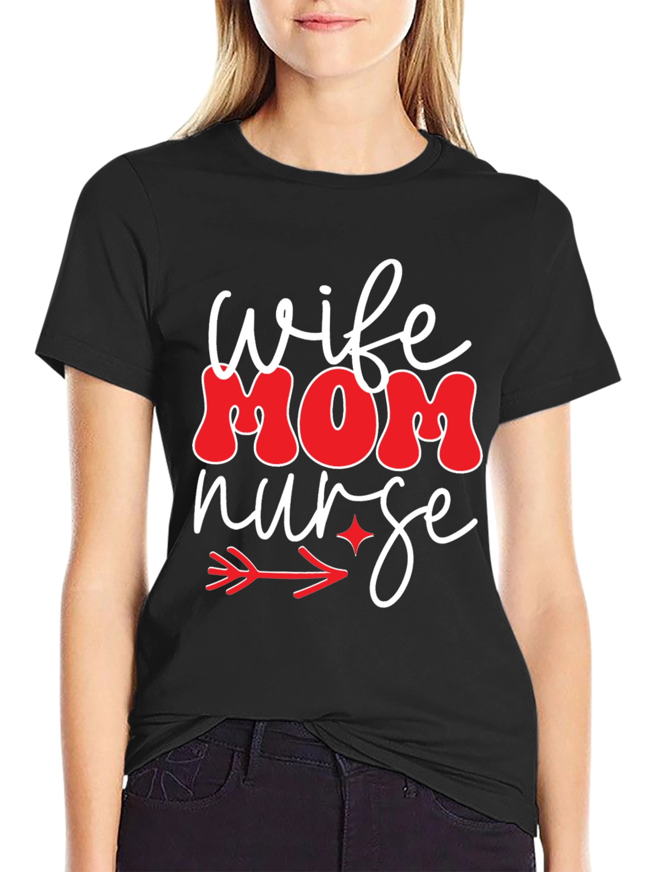 Wife Mom Nurse Graphic Tee - Black T-Shirt