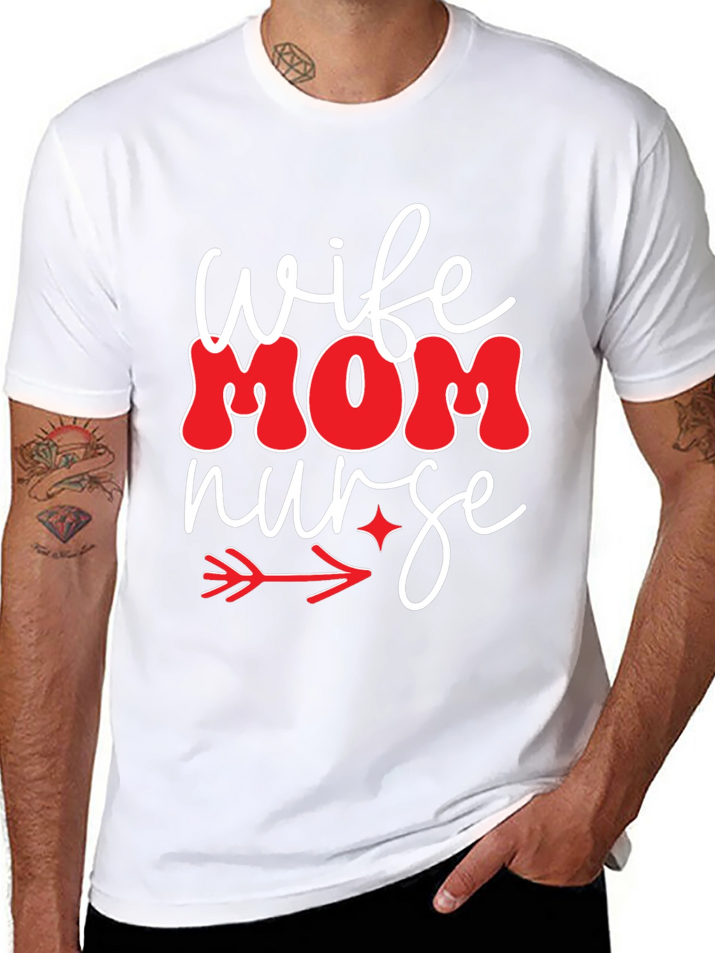 Wife Mom Nurse Graphic Tee - Black T-Shirt