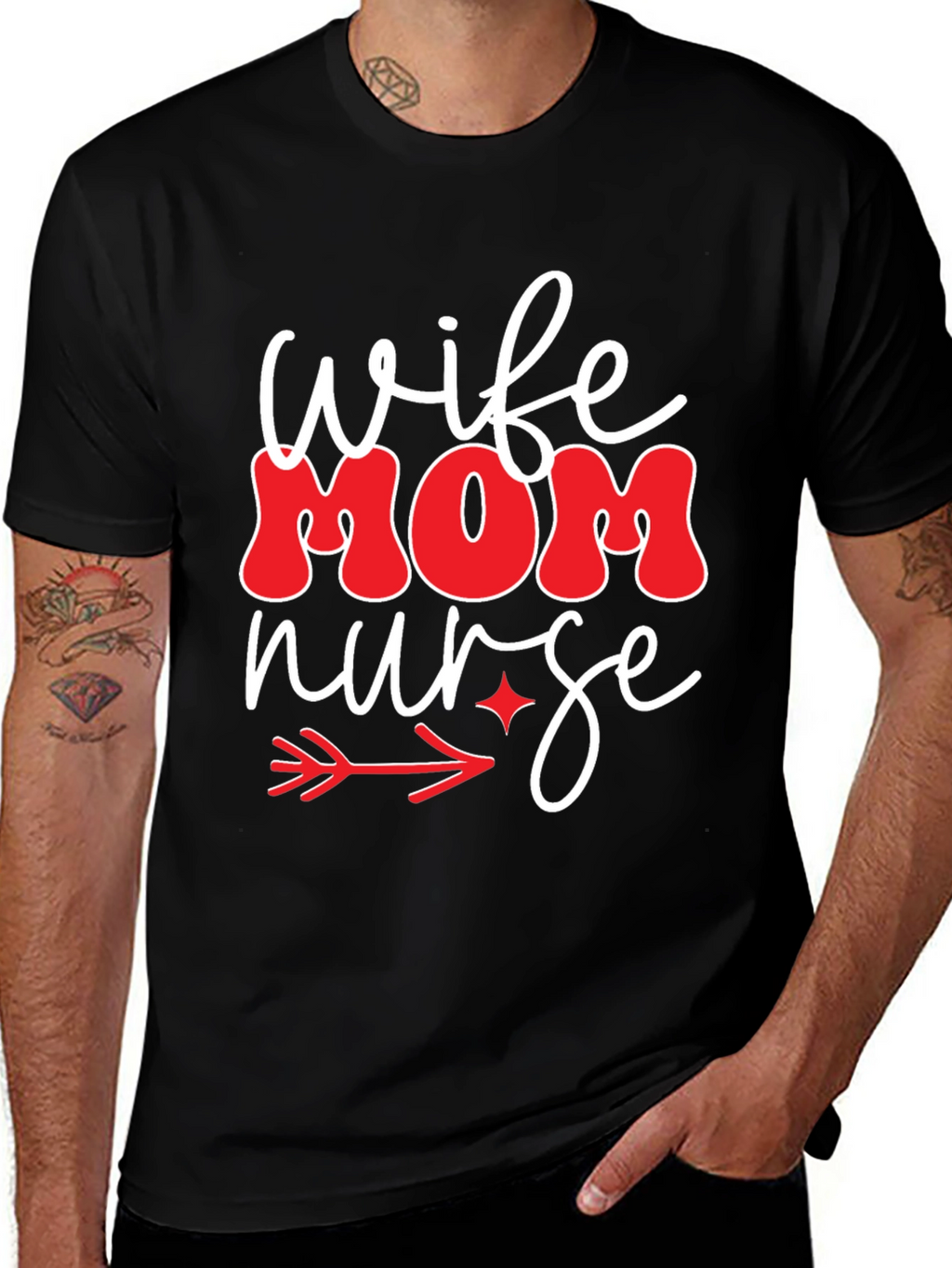 Wife Mom Nurse Graphic Tee - Black T-Shirt