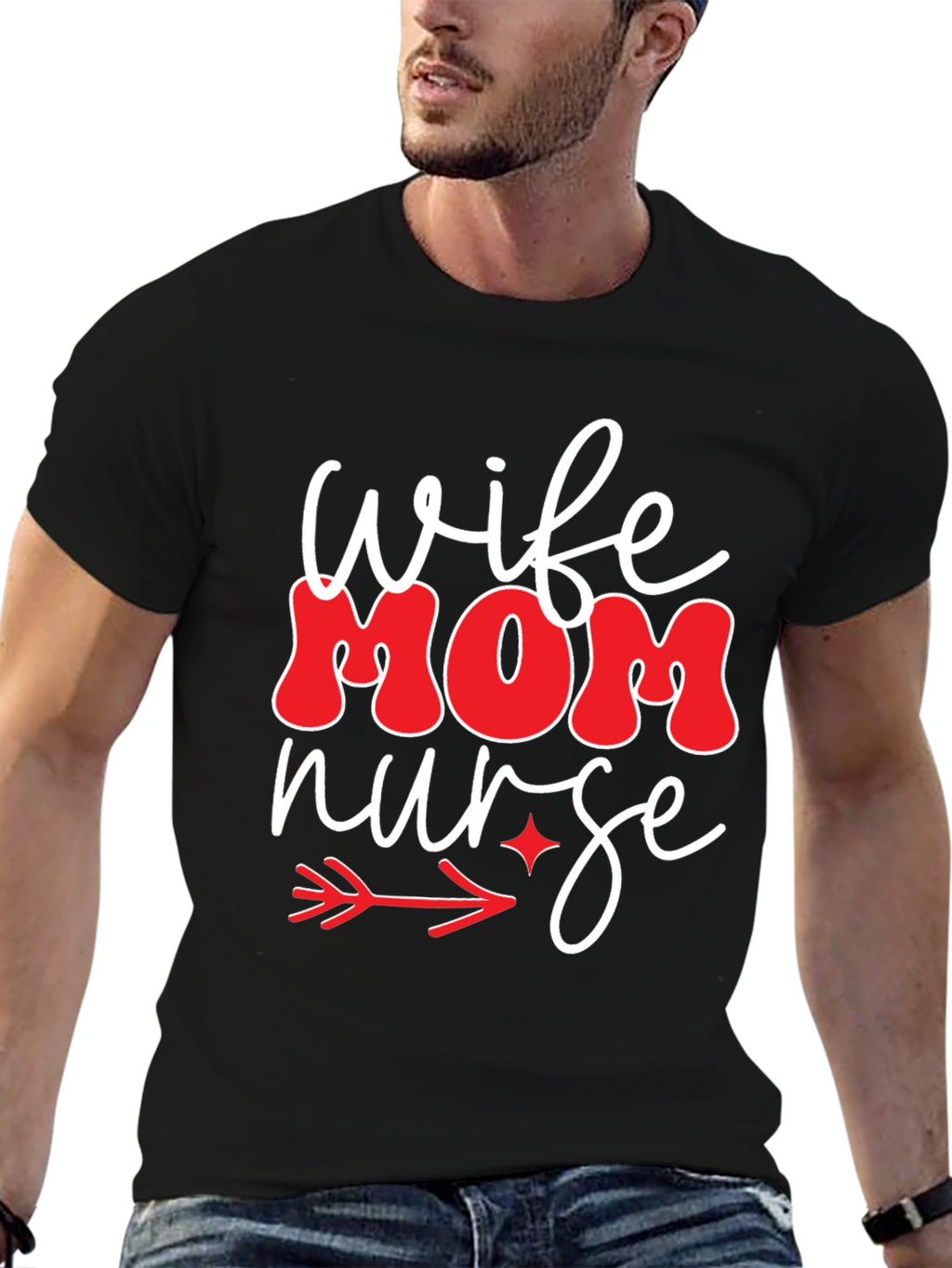 Wife Mom Nurse Graphic Tee - Black T-Shirt