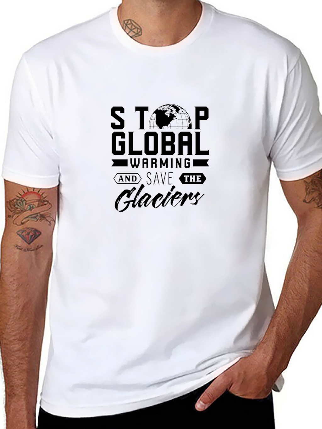 Stop Global Warming Save Glaciers Black T-Shirt