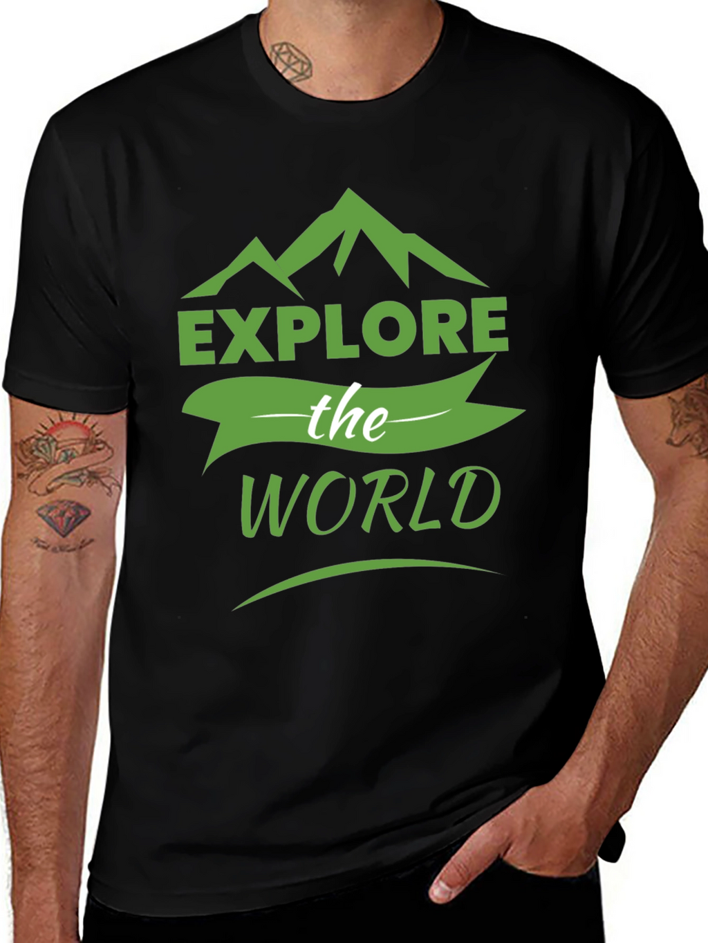 Explore the World Graphic Tee - Black