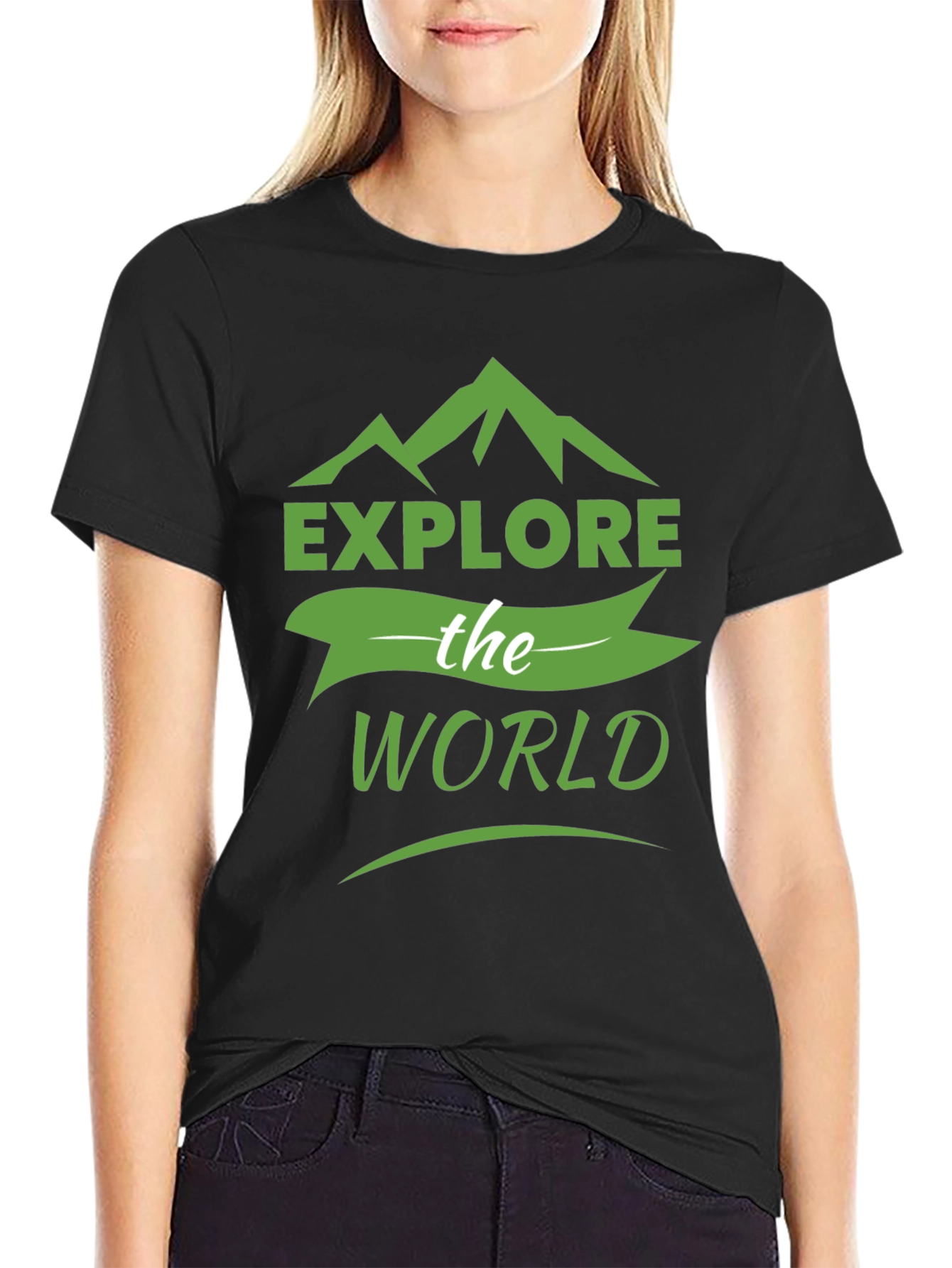 Explore the World Graphic Tee - Black