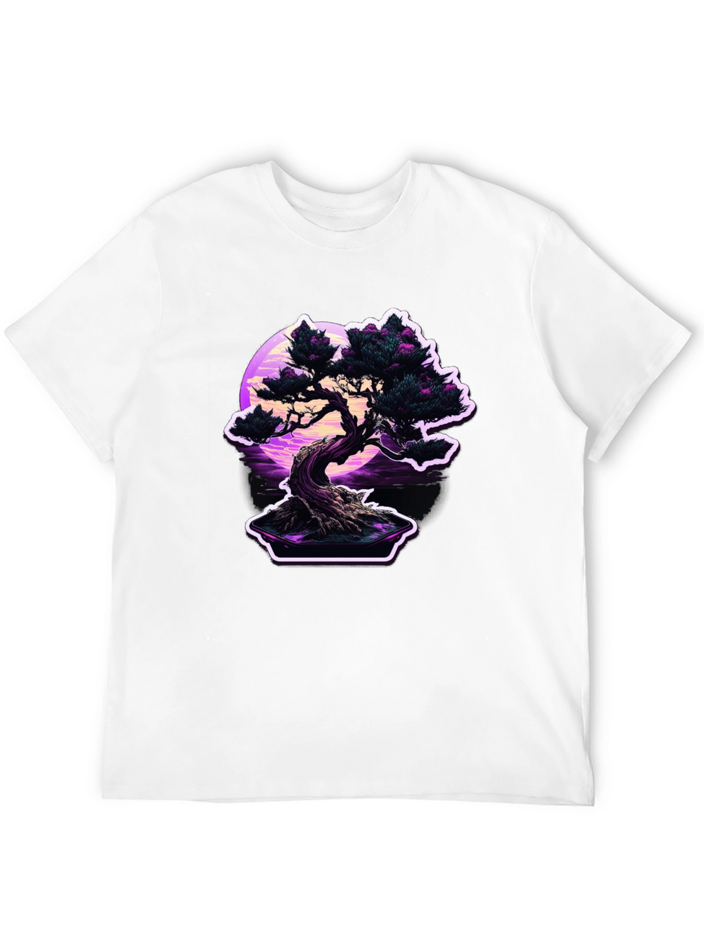 Bonsai Moon Black T-Shirt - Vaporwave Aesthetic