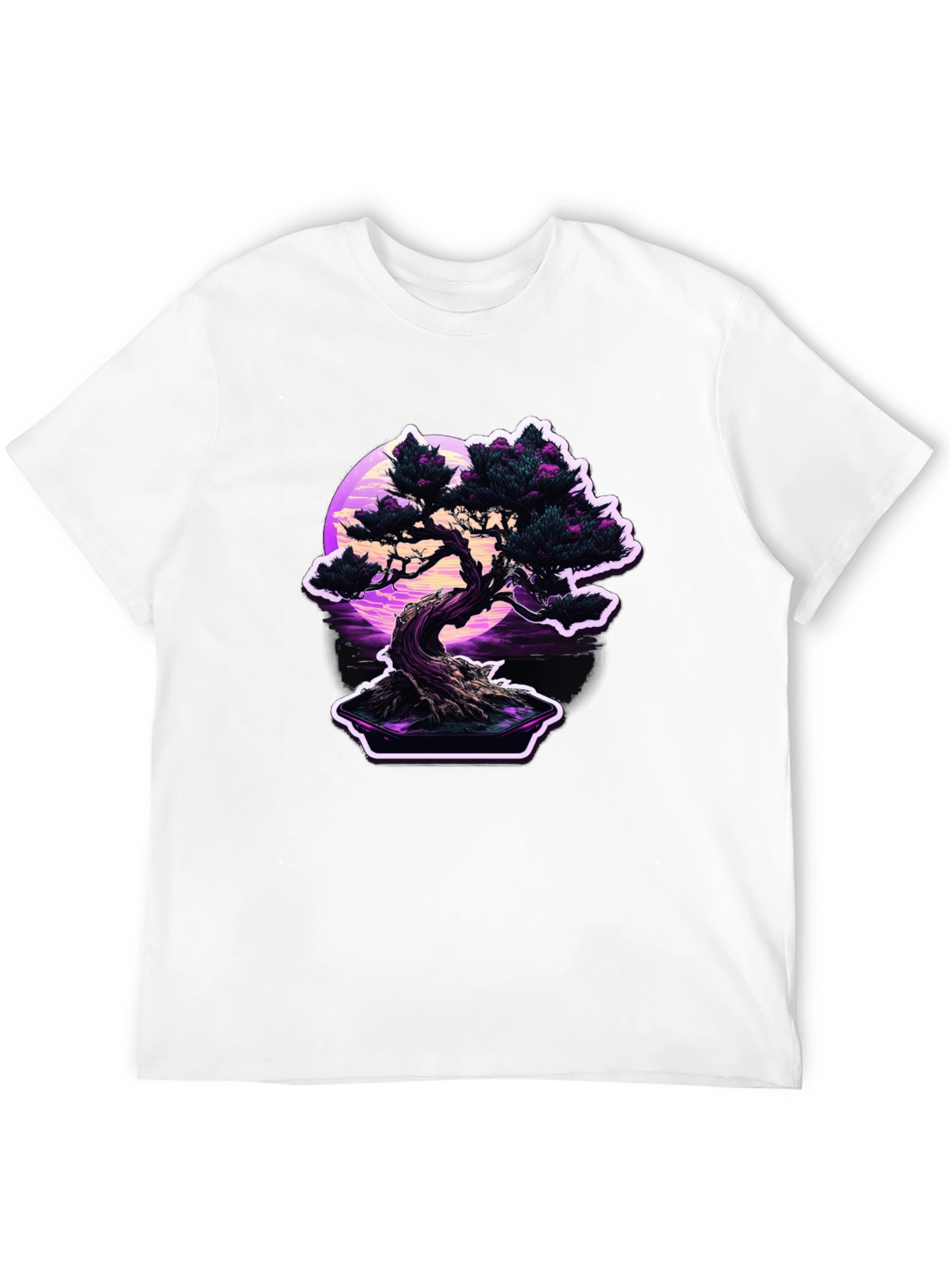 Bonsai Moon Black T-Shirt - Vaporwave Aesthetic