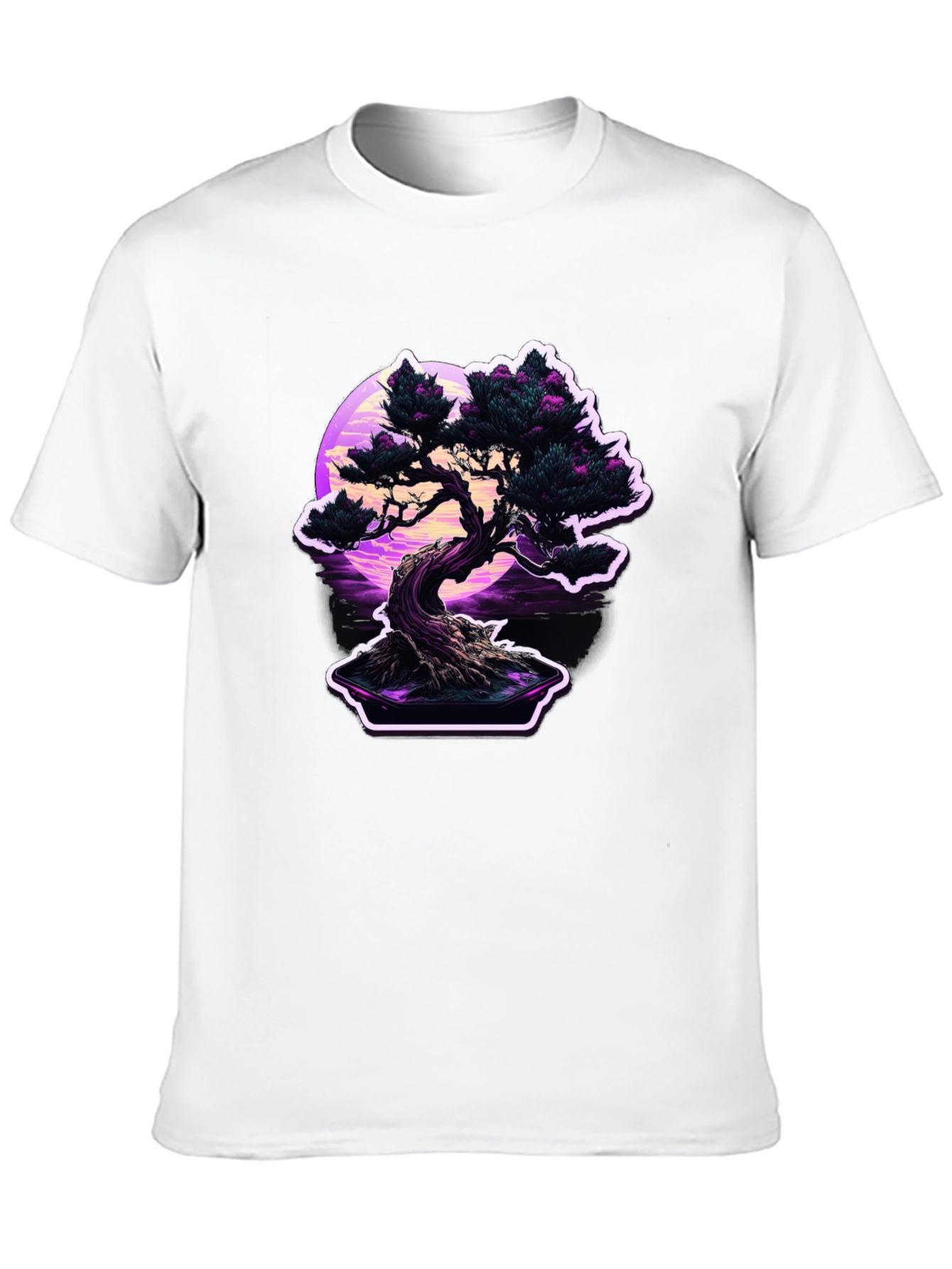 Bonsai Moon Black T-Shirt - Vaporwave Aesthetic