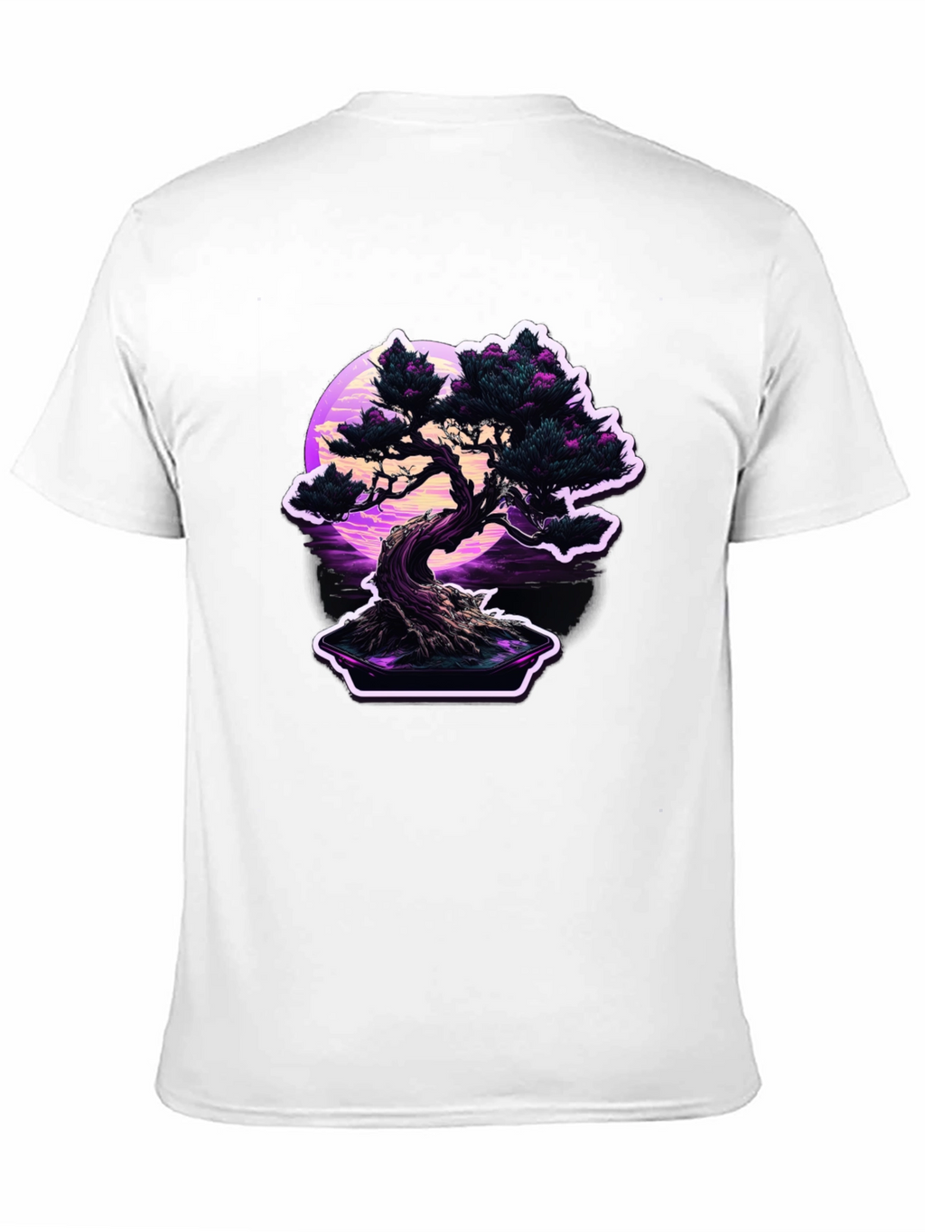 Bonsai Moon Black T-Shirt - Vaporwave Aesthetic