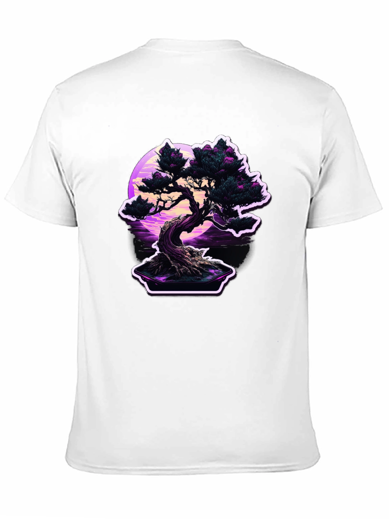 Bonsai Moon Black T-Shirt - Vaporwave Aesthetic