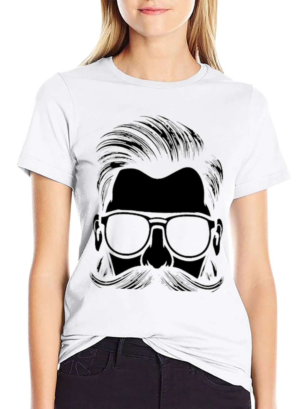 Mens Black Mustache Graphic T-Shirt