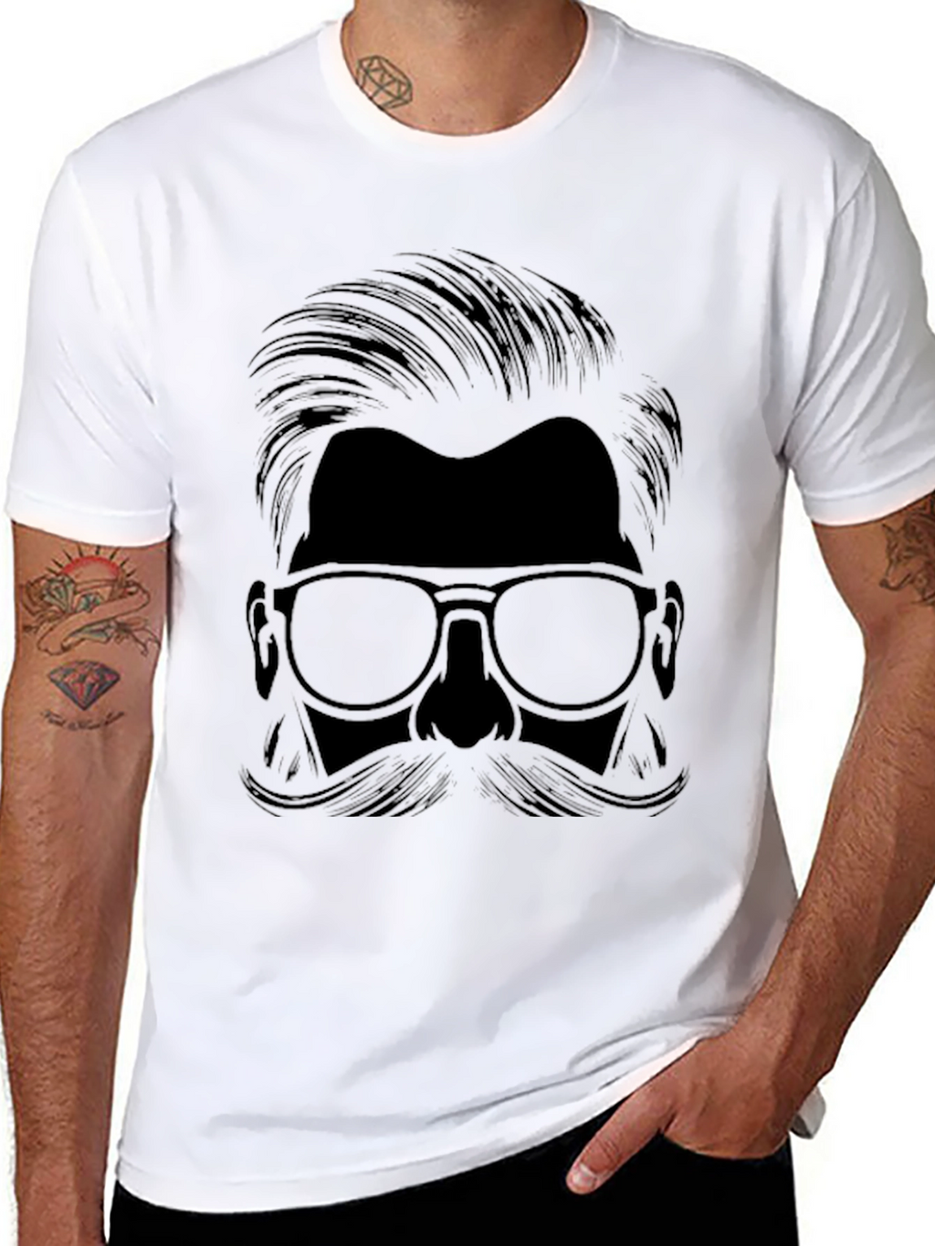Mens Black Mustache Graphic T-Shirt