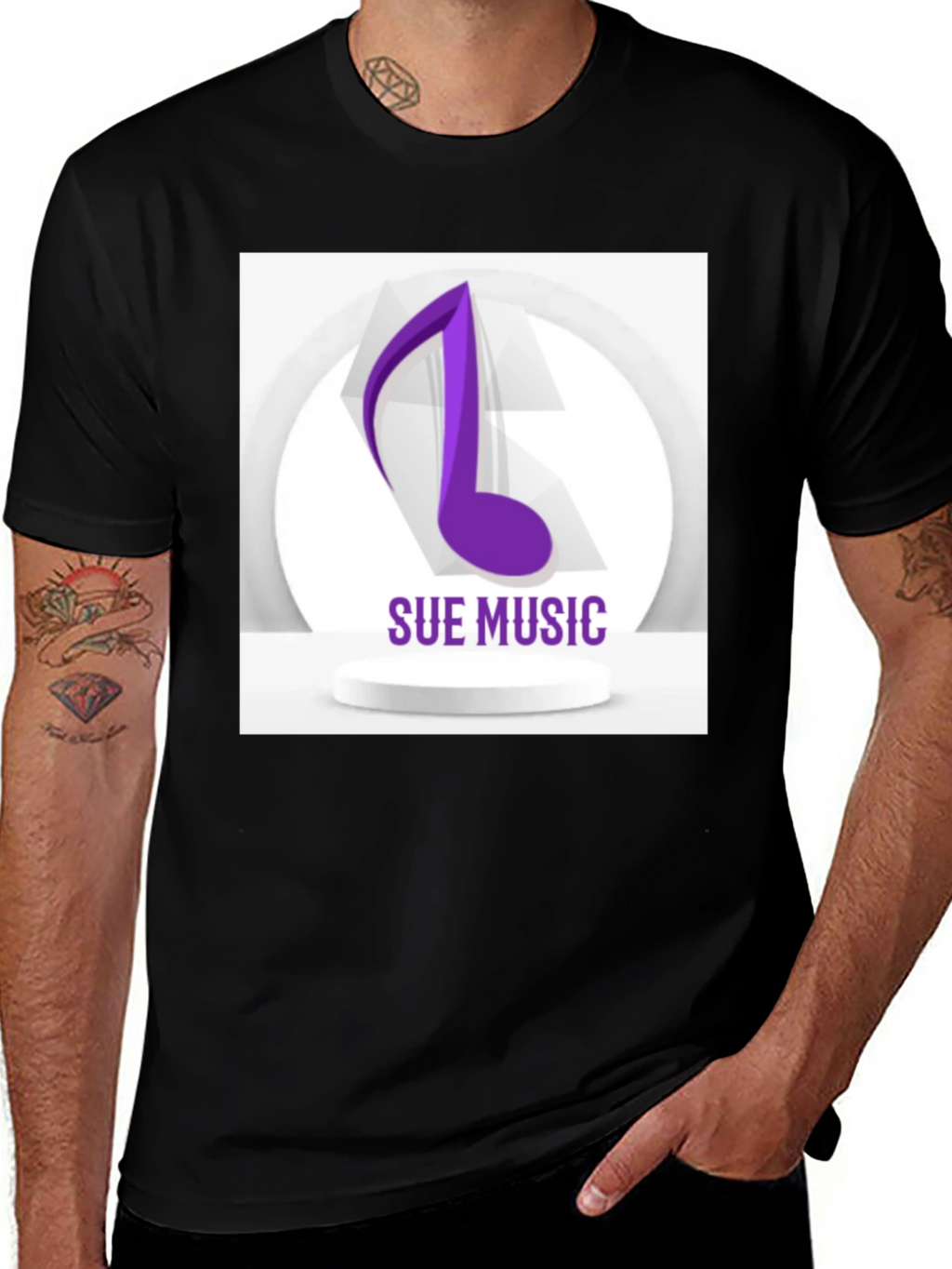 Sue Music Graphic Tee - Stylish Black Cotton T-Shirt