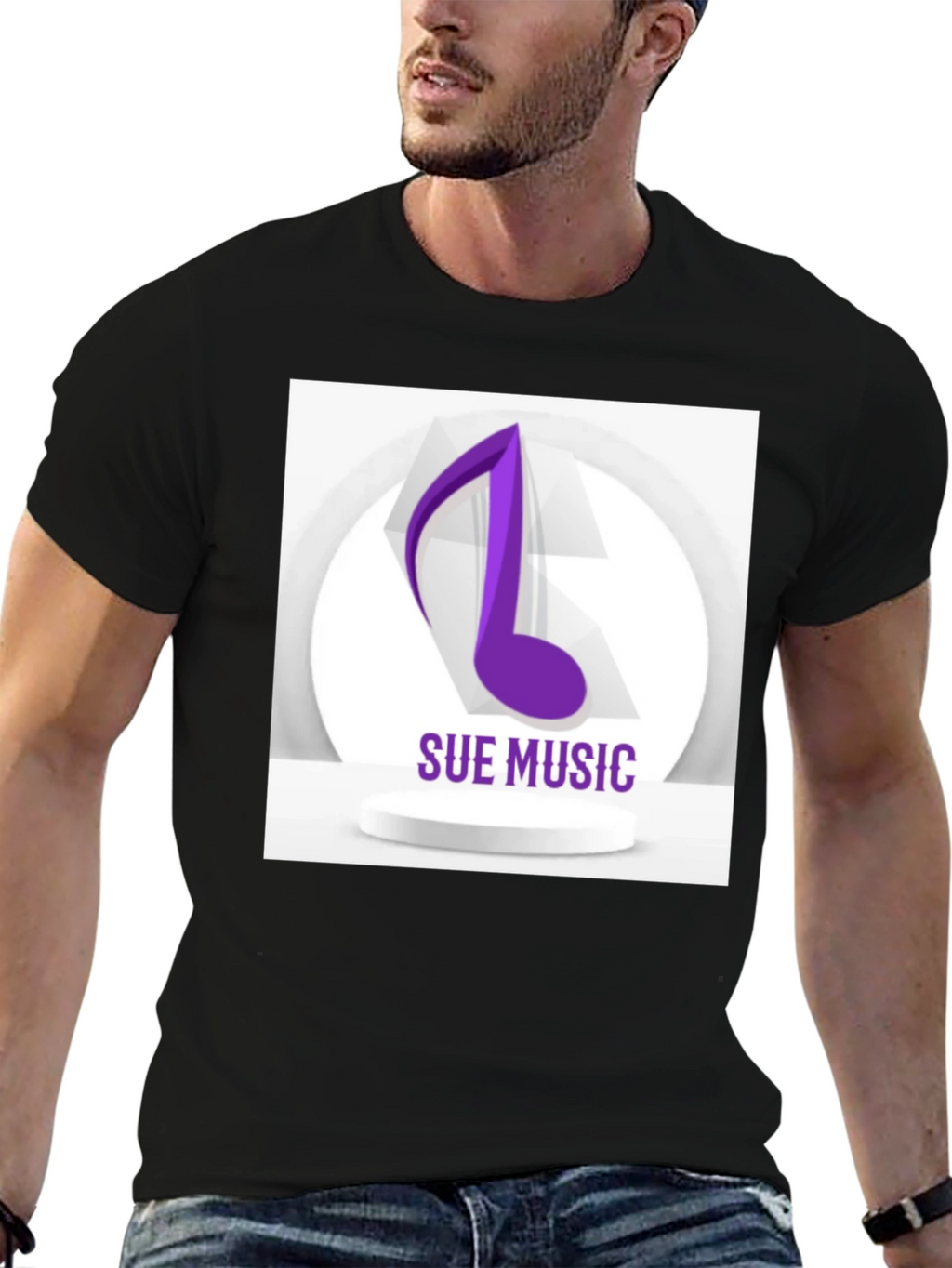 Sue Music Graphic Tee - Stylish Black Cotton T-Shirt
